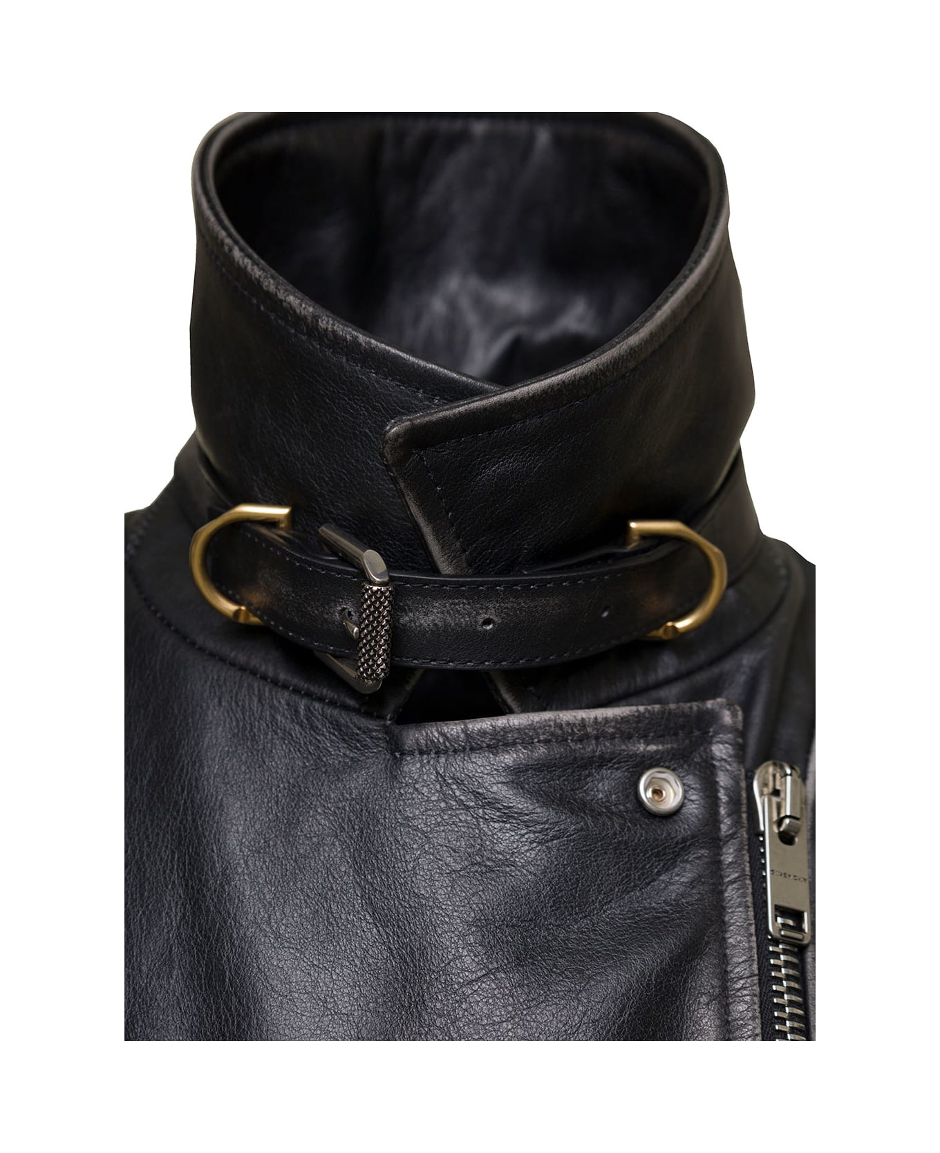 Givenchy Black Leather Crop Biker - Nero レザージャケット