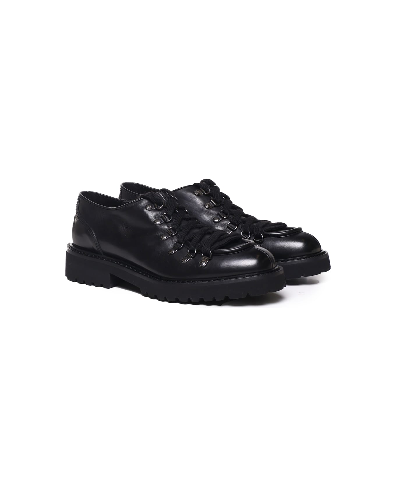 Doucal's Calfskin Lace-up Shoes - Black ローファー＆デッキシューズ