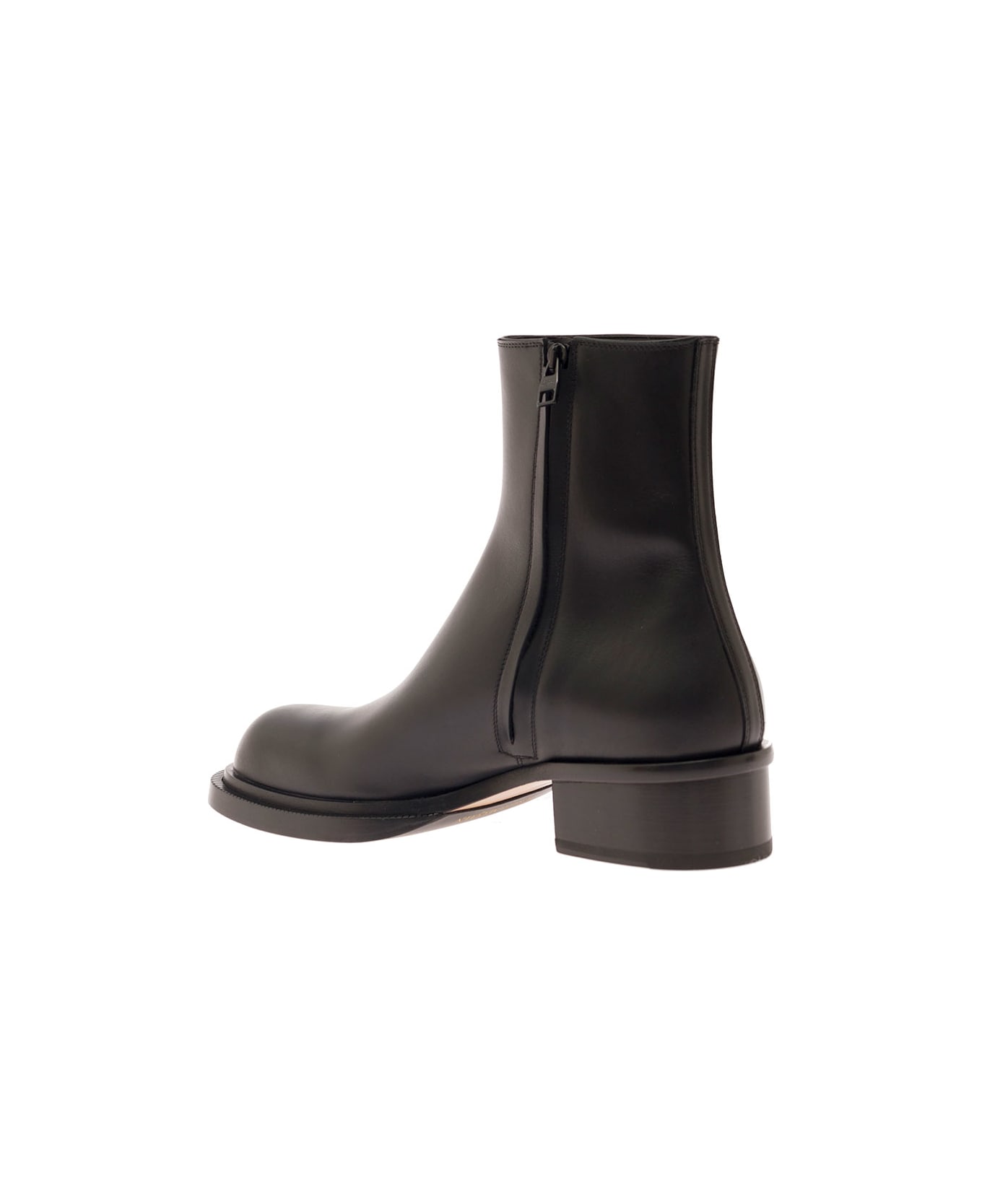 Alexander McQueen 'stack' Black Round-toe Boots In Smooth Leather Man - Black