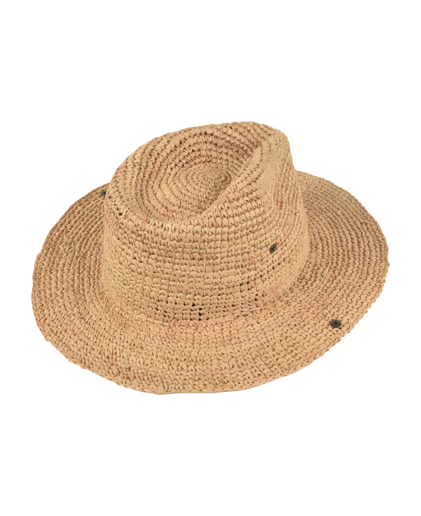 Borsalino Logo Plaque Woven Hat - Natural 帽子