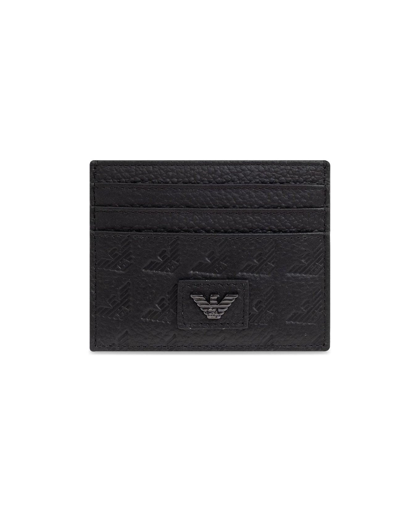 Emporio Armani Logo Plaque Card Holder - Black