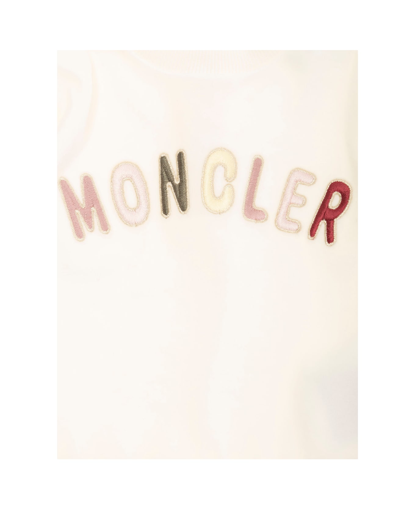 Moncler White Dress With Logo Lettering In Cotton Blend Baby - White