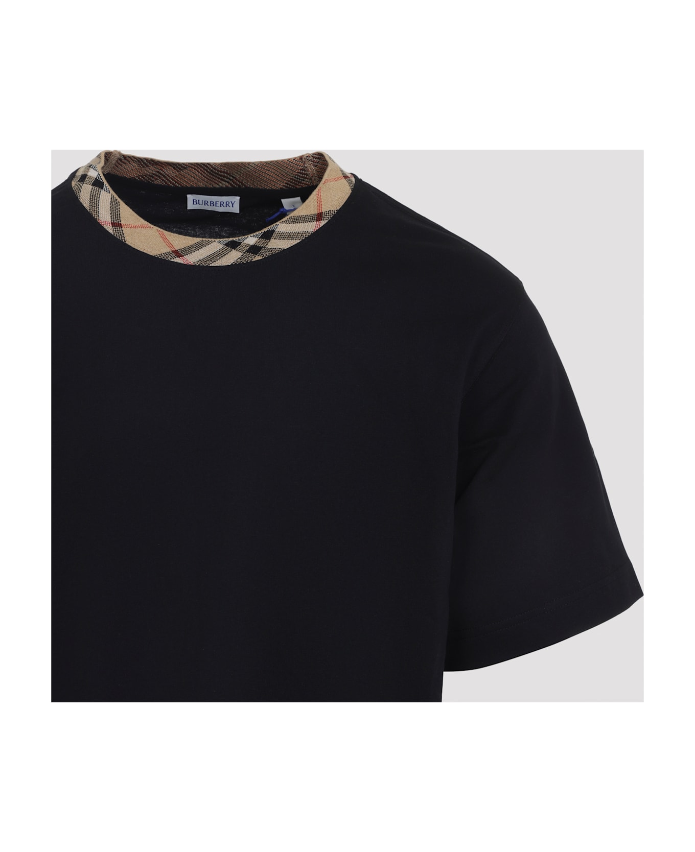 Burberry Ryan Check Collar T-shirt - Black