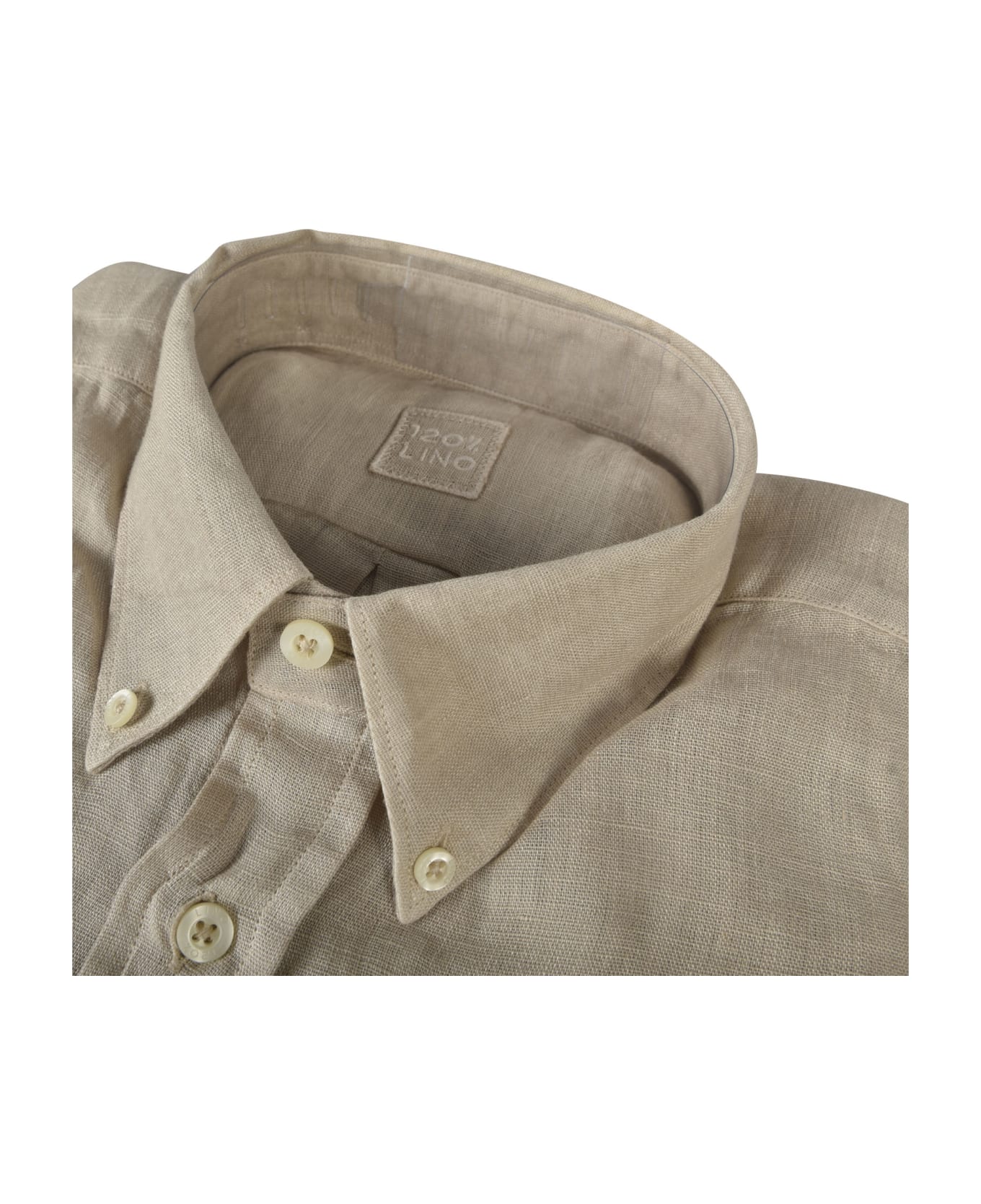120% Lino Regular Fit Button Down Shirt - Nut