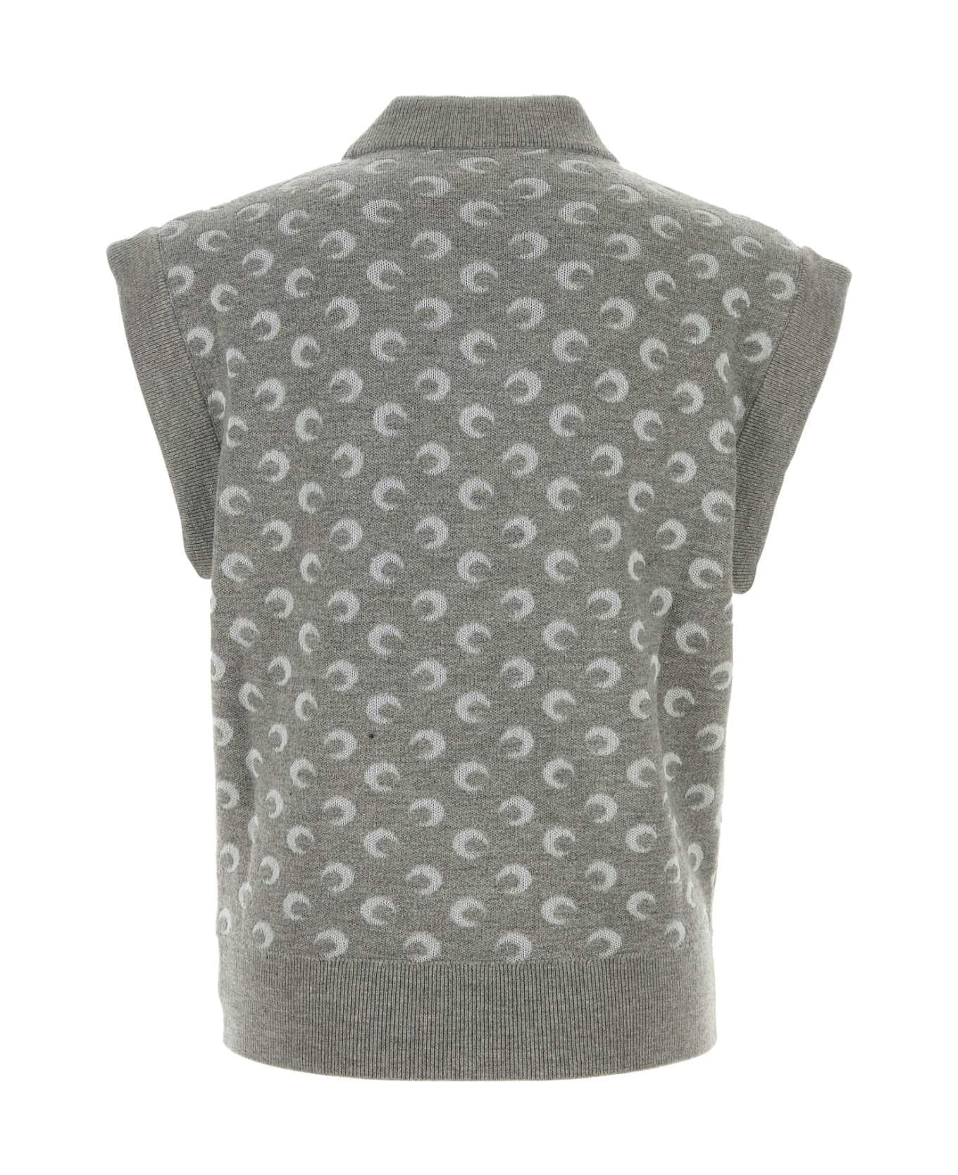 Marine Serre Embroidered Wool And Viscose Vest - GREY