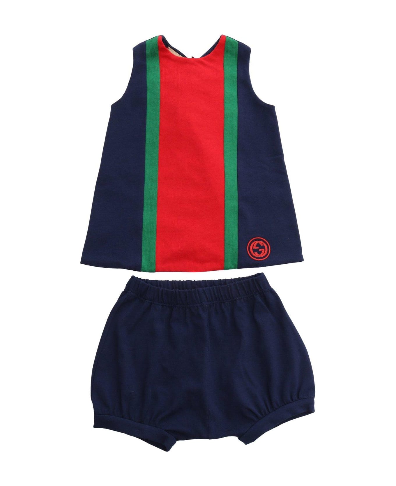 Gucci Web-stripe Crewneck Vest And Shorts Set - Blu