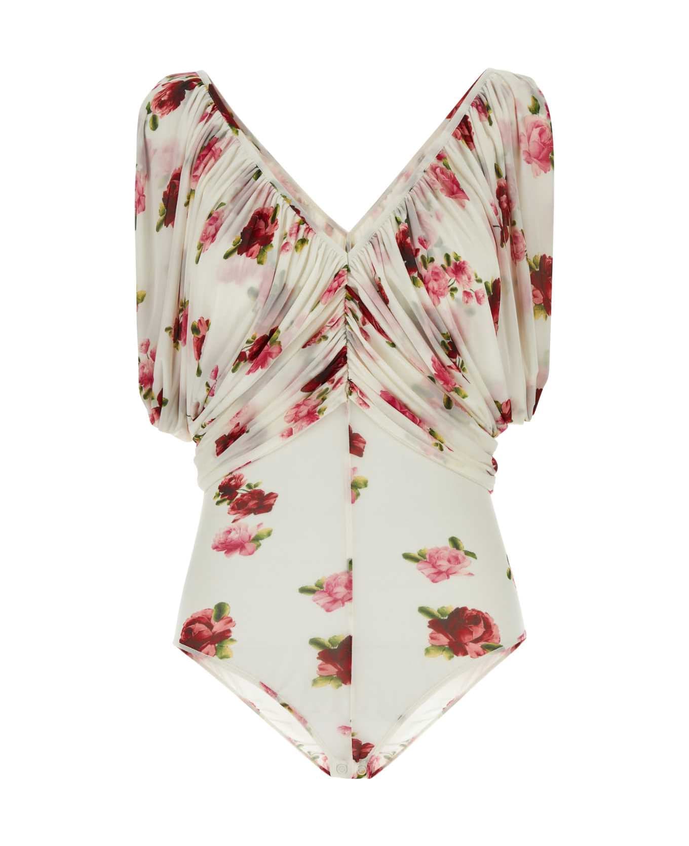 Magda Butrym Printed Jersey Bodysuit - CREAM