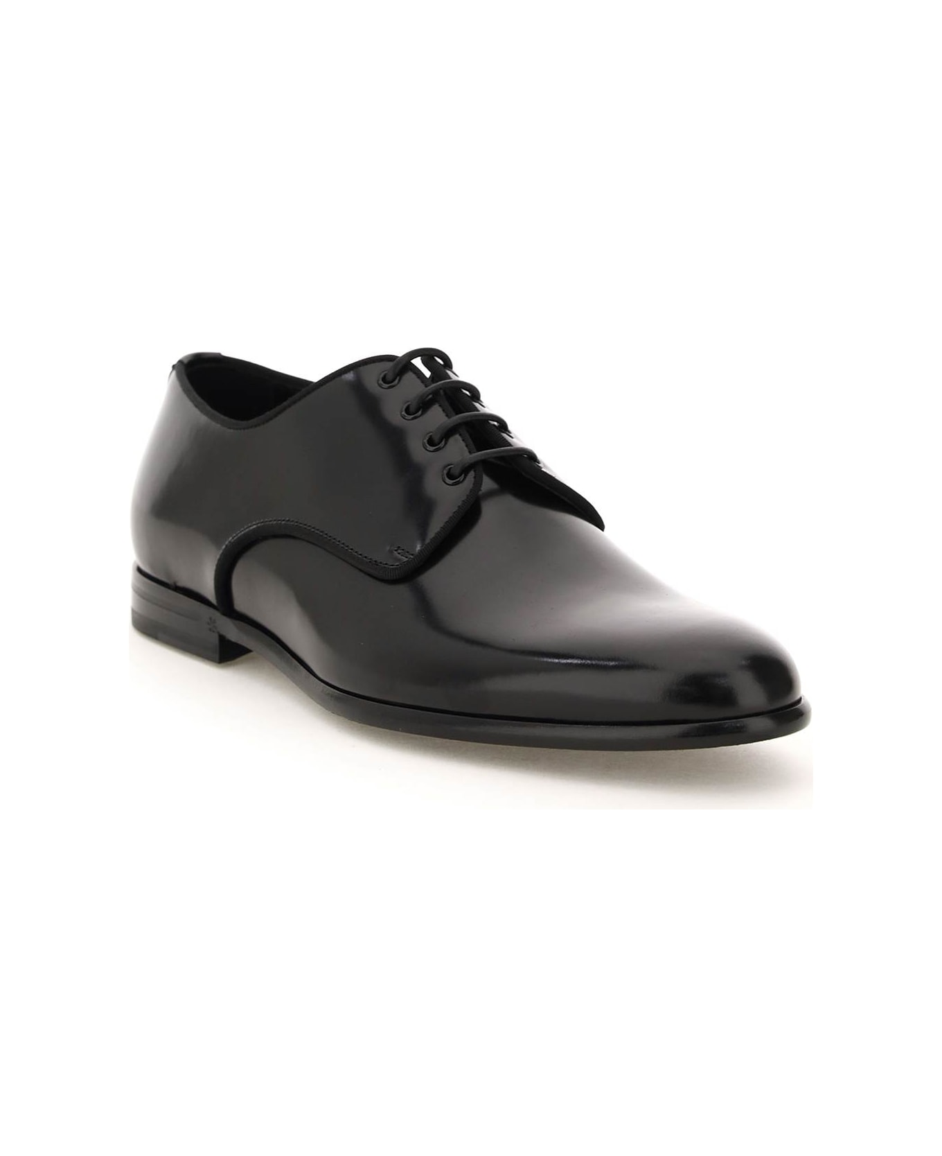 Dolce & Gabbana Raffaello Brushed Leather Derby Shoes - BLACK (Black) ローファー＆デッキシューズ