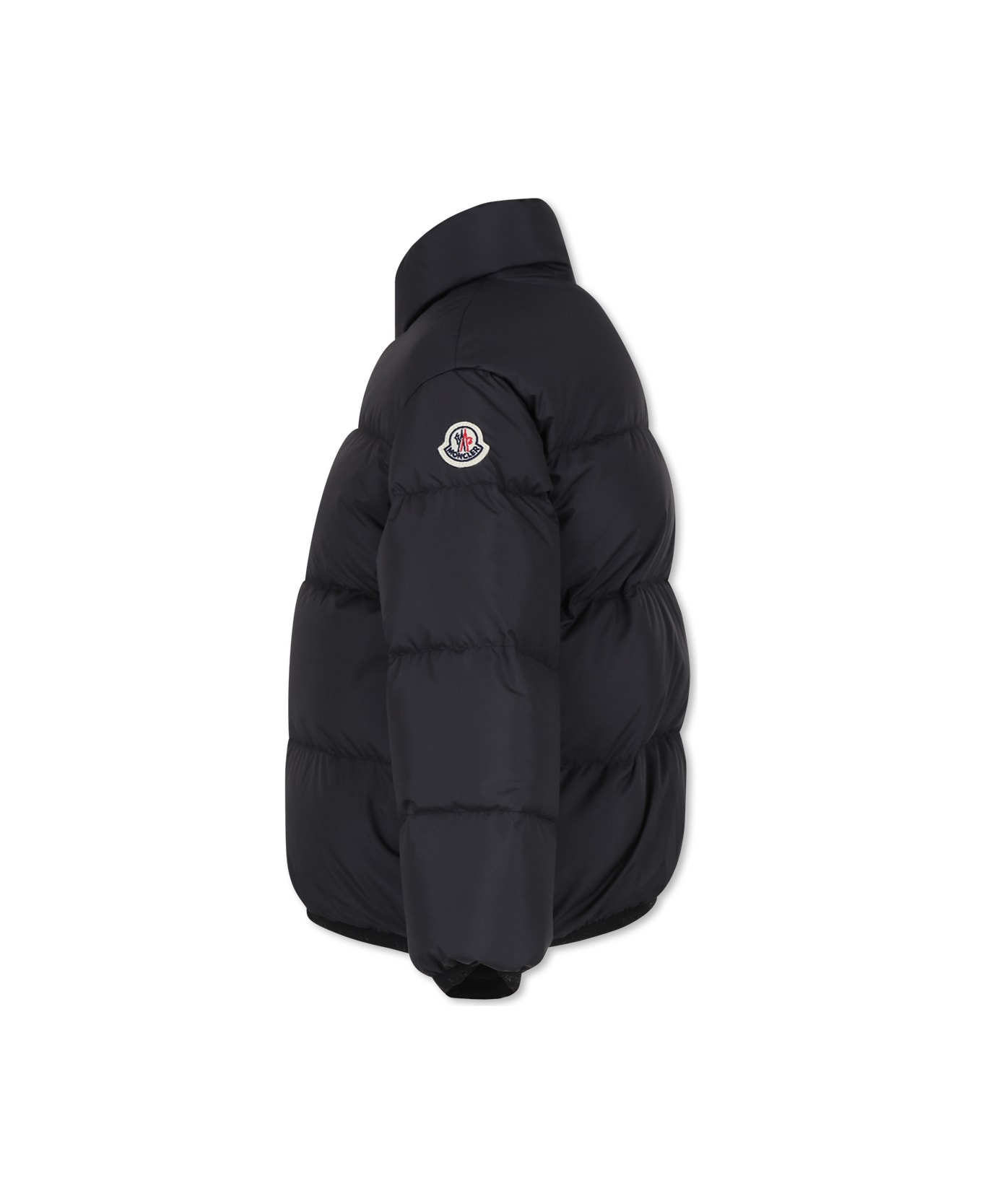 Moncler Fuchsia Abbadia Down Jacket For Girl With Logo - Nero