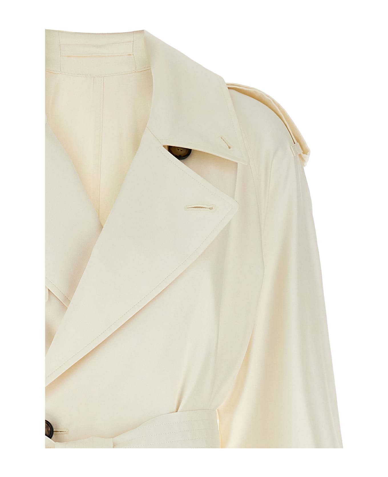 Burberry Long Silk Trench Coat - White