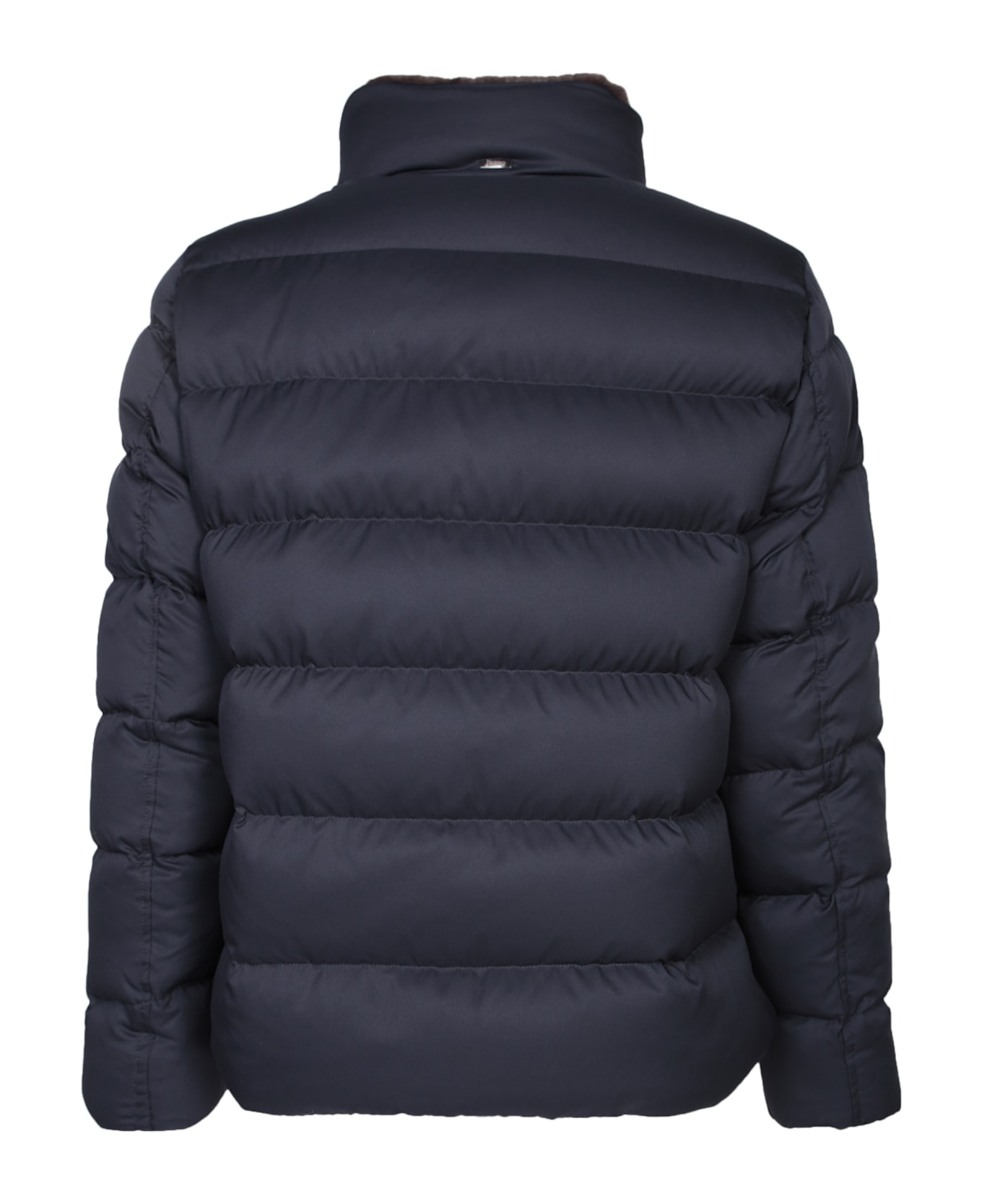 Herno Short Down Jacket With Detachable Fur Insert - Blue