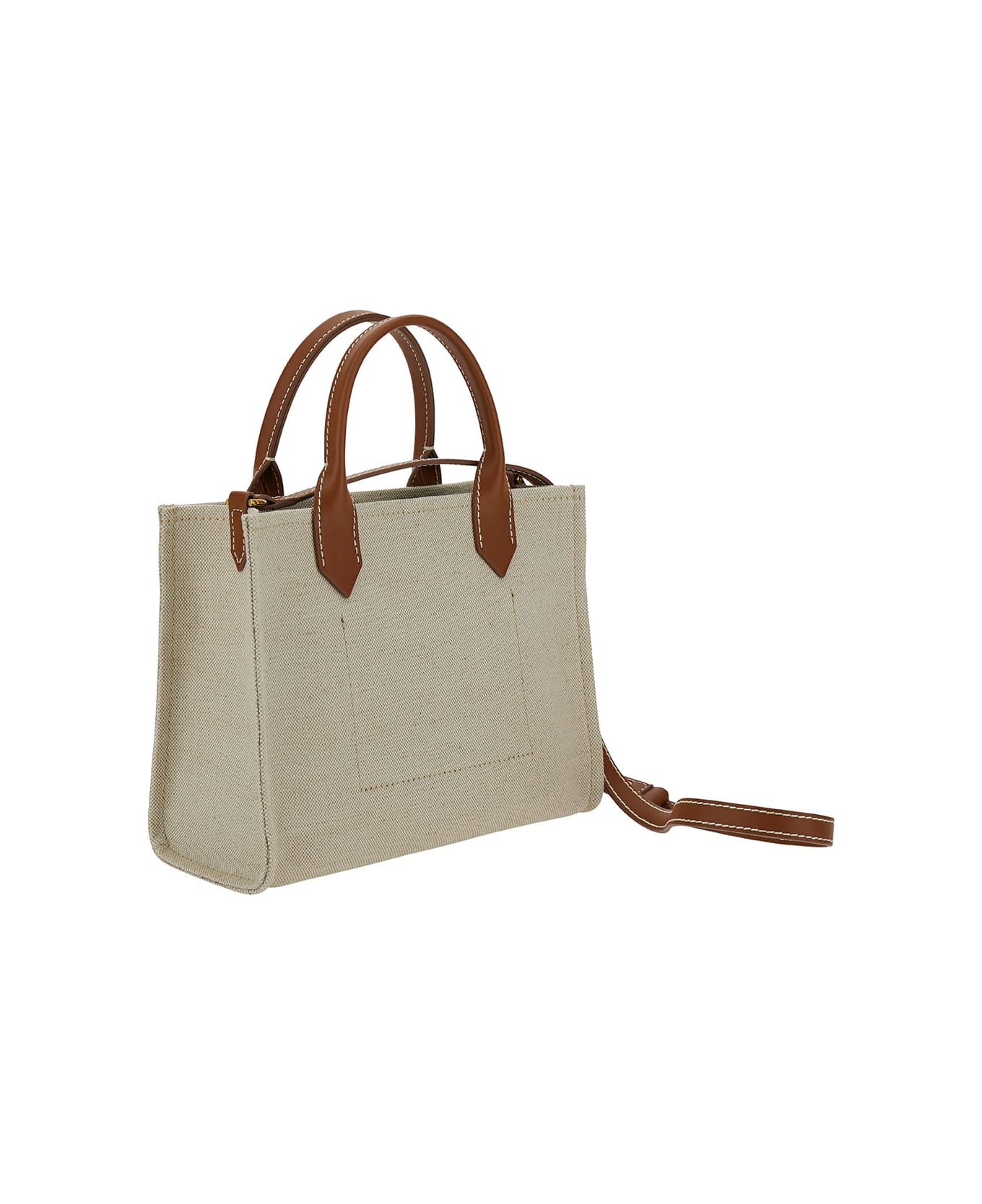 Balmain 'b-army' Mini Beige Tote Bag With Logo Detail In Canvas Woman - NATUREL MARRON