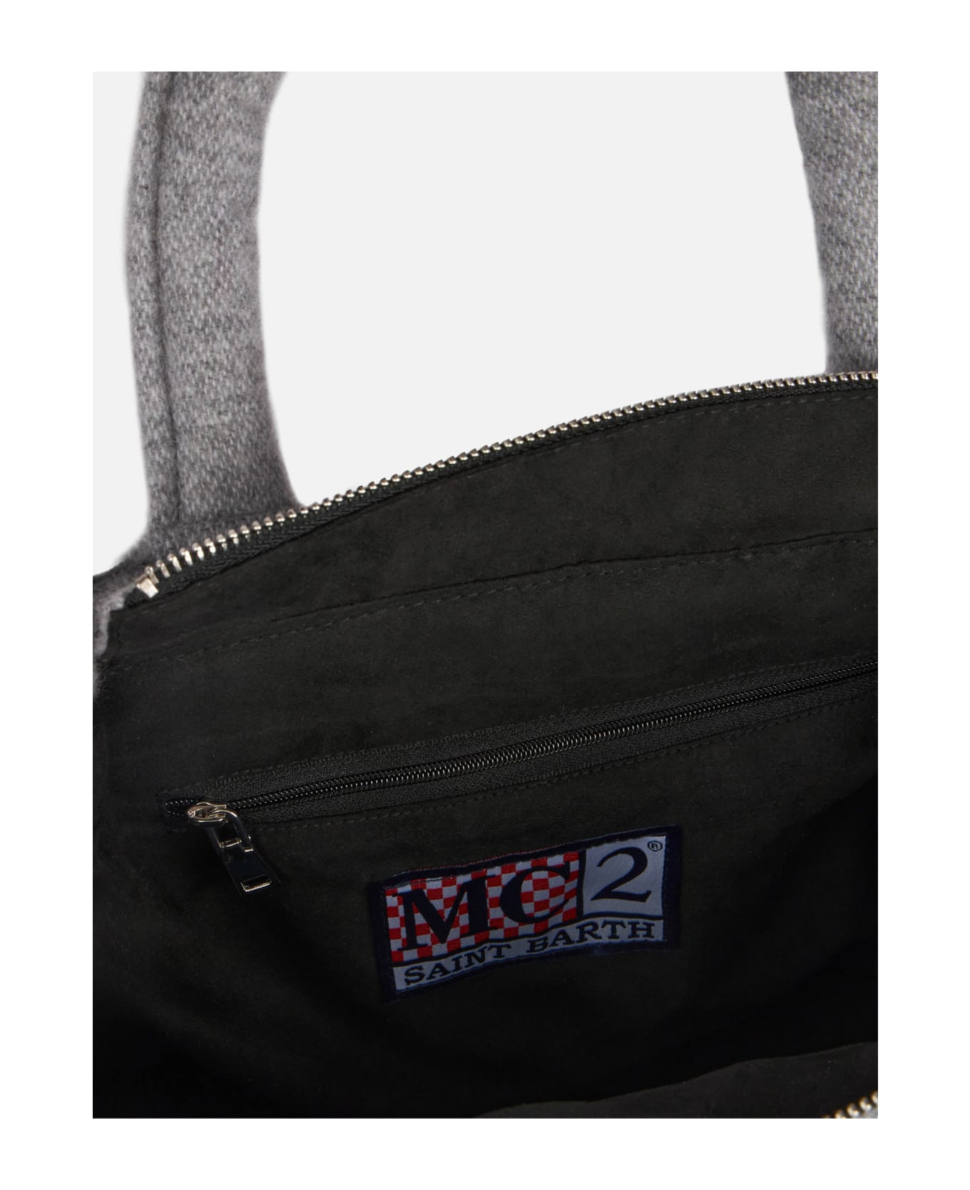 MC2 Saint Barth Soft Wooly Clarine Handbag With Jacquard Maxi Logo - GREY