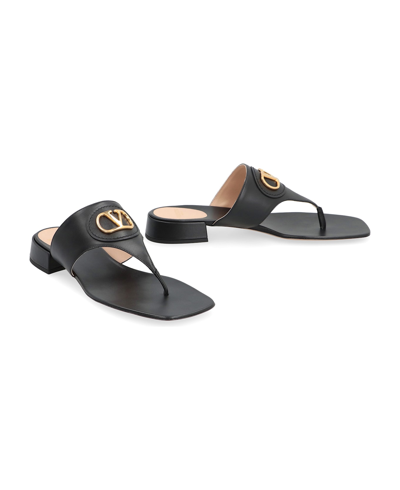 Valentino Garavani - Vlogo Signature Leather Slides - Black