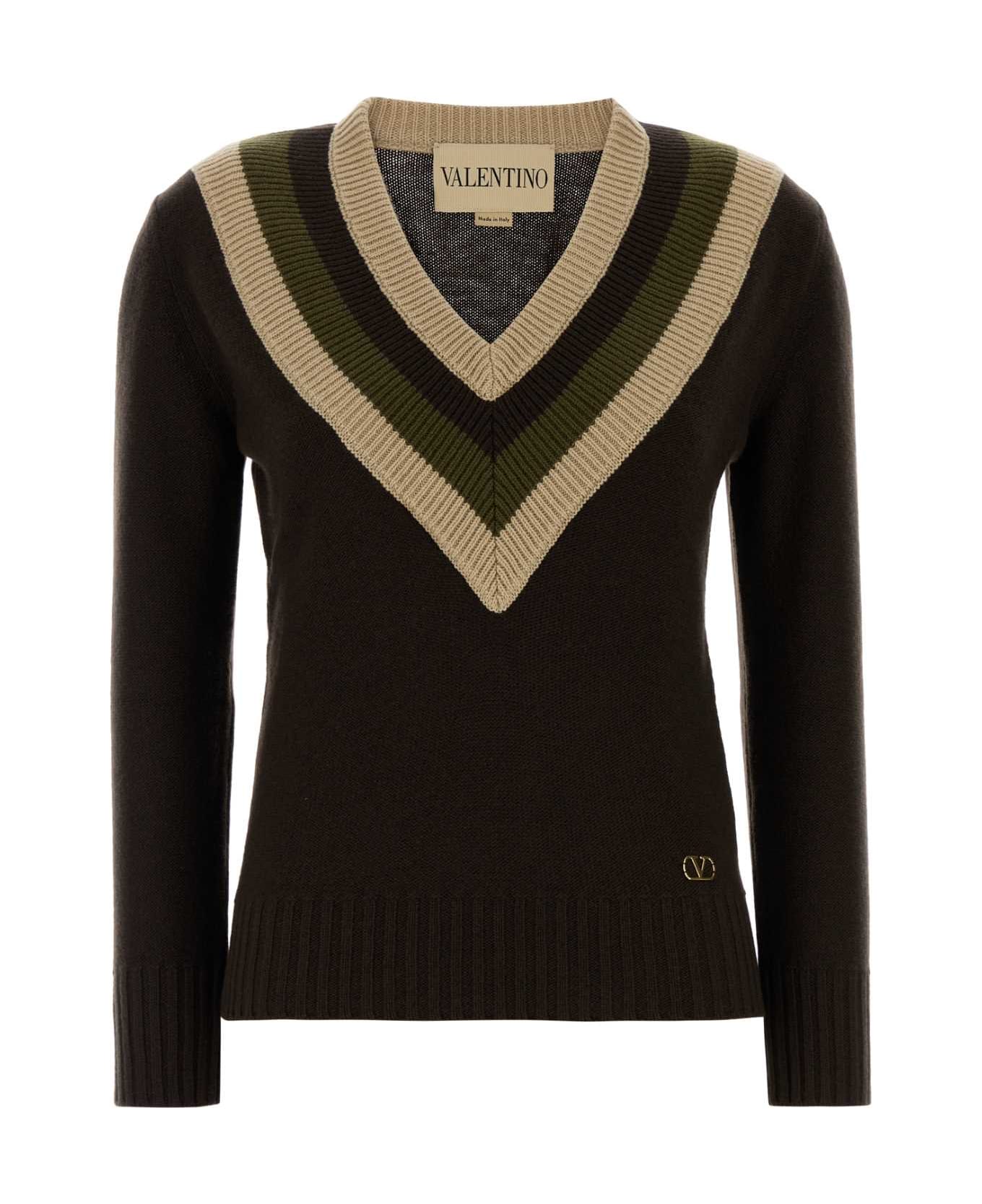 Valentino Garavani Chocolate Wool Sweater - DARKFUDGEBEIGE