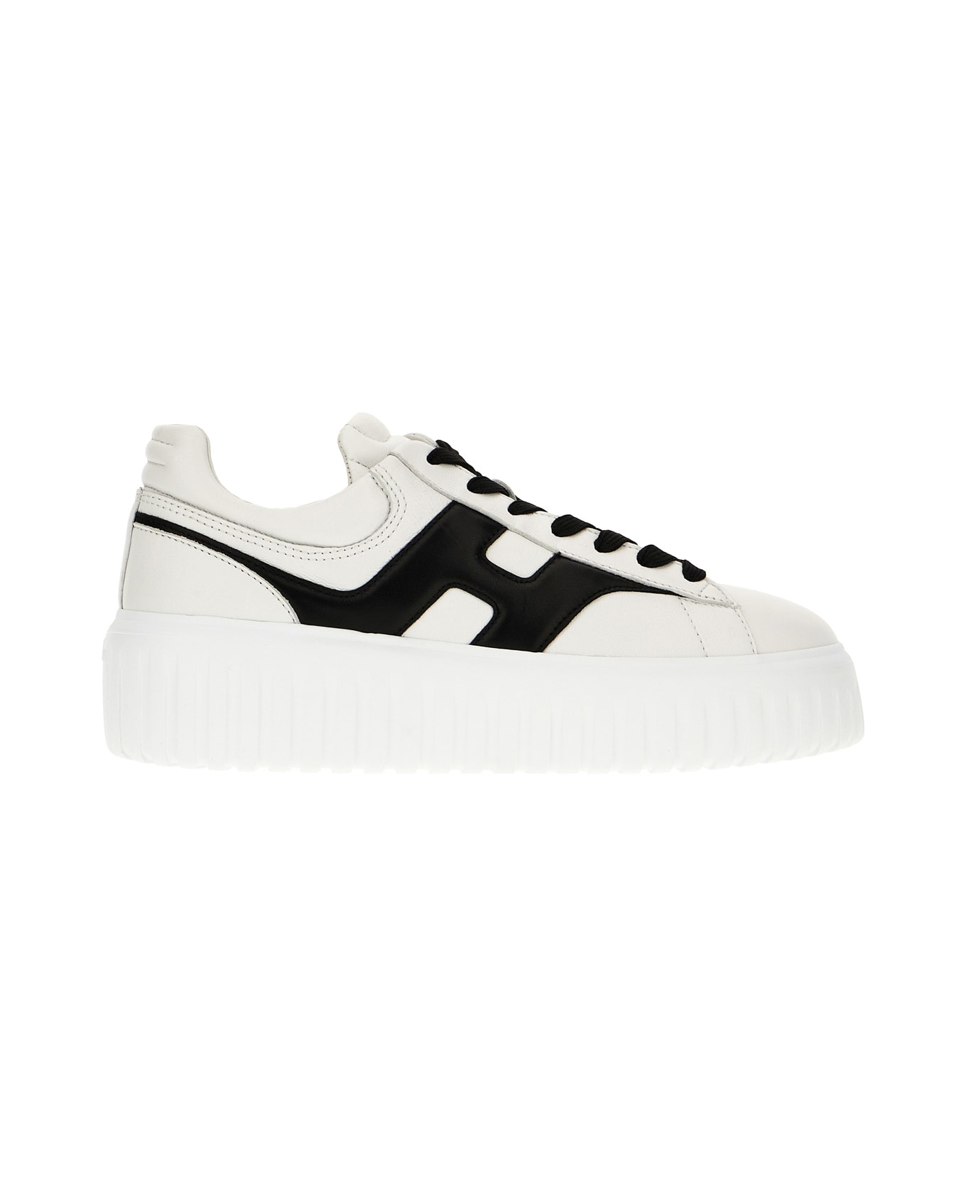 Hogan White Nappa Leather H-stripes Sneakers - BIANCO NERO