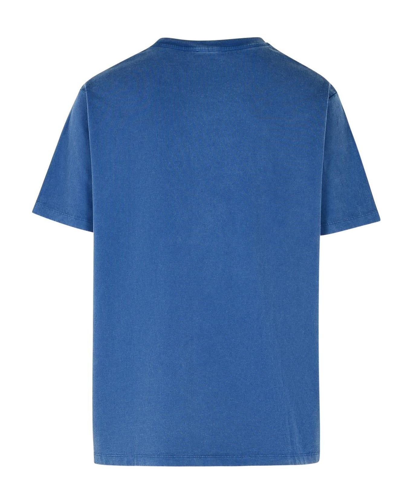 Balmain Logo Embroidered Crewneck T-shirt - Blu