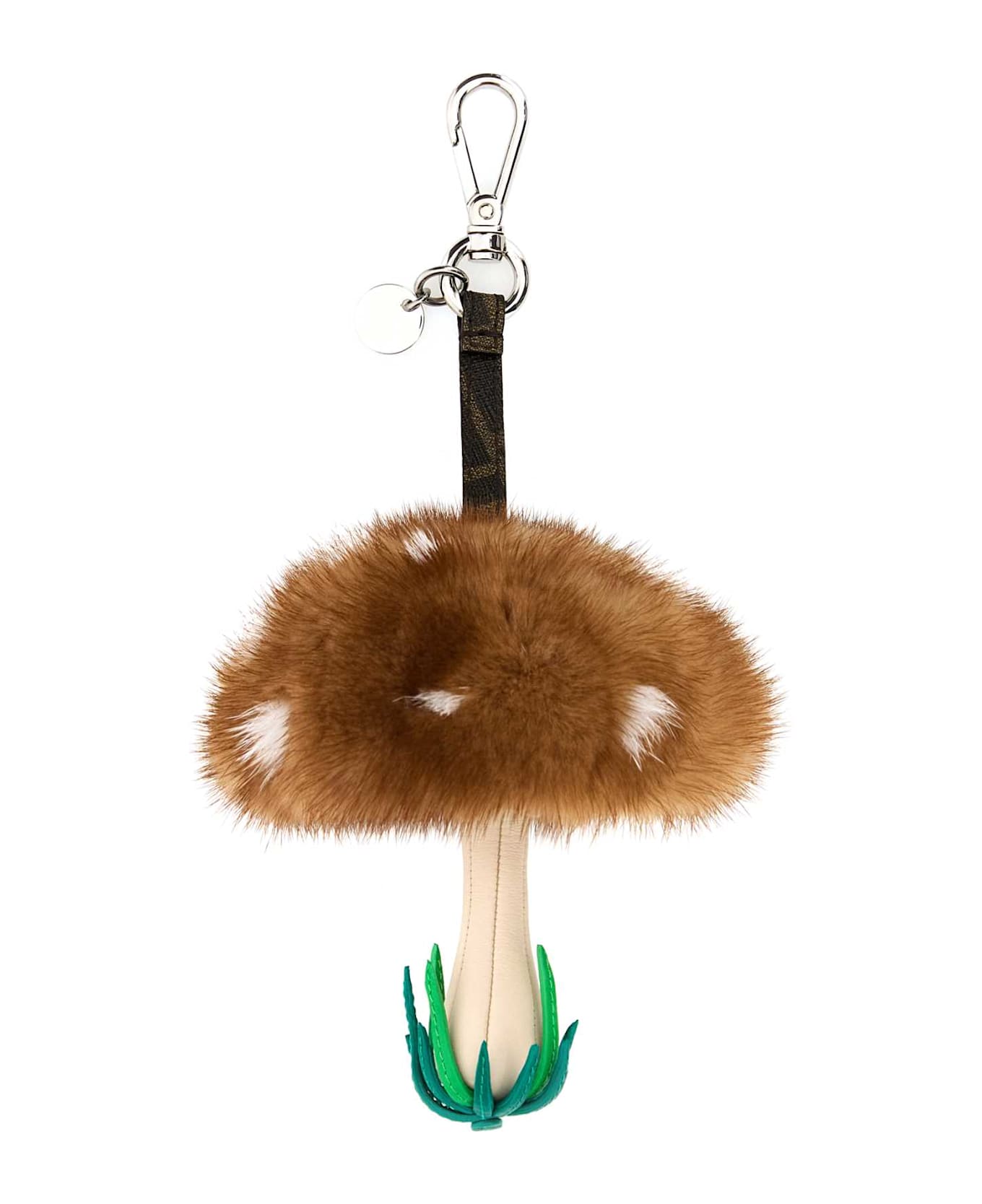 Fendi Multicolor Leather And Fur Fungo Charm - MARRONE