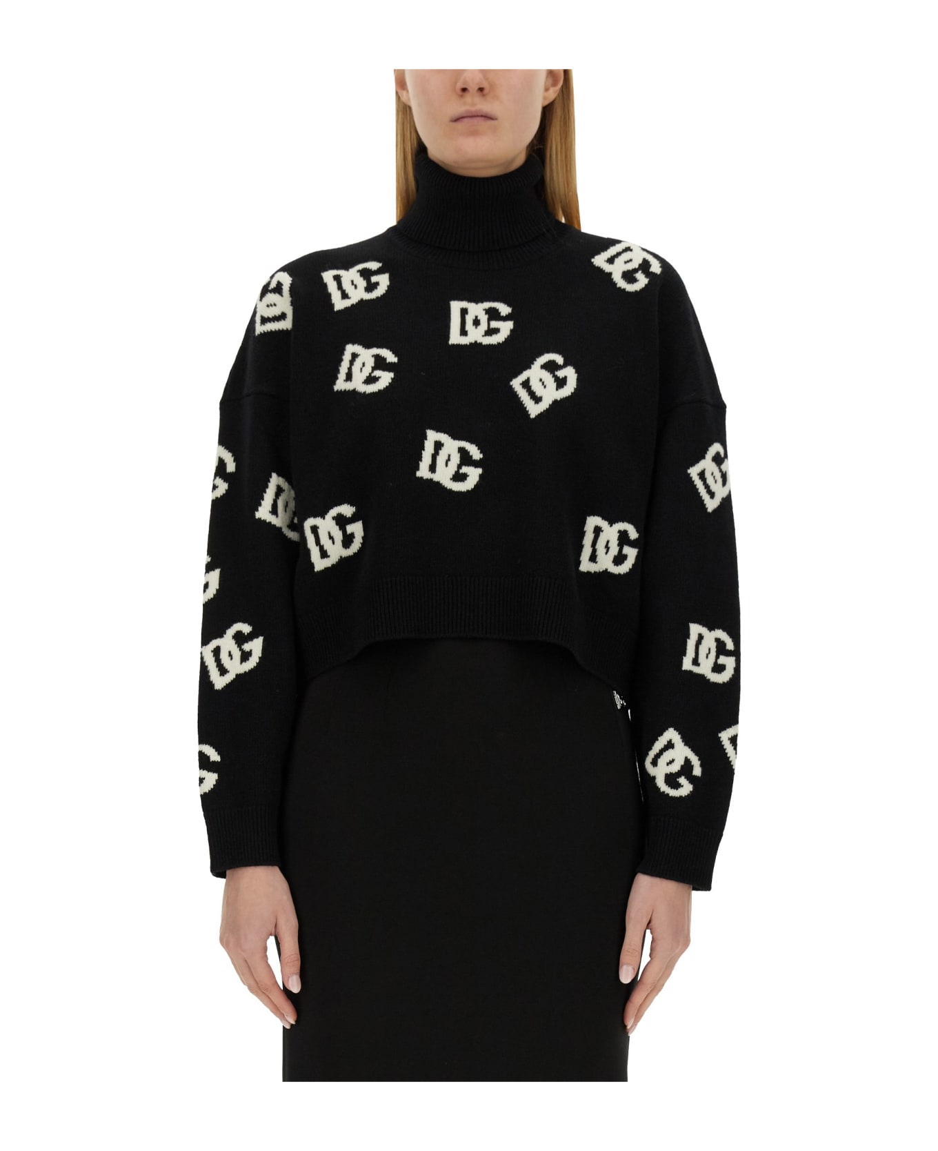 Dolce & Gabbana Jersey With Logo Inlay - NERO