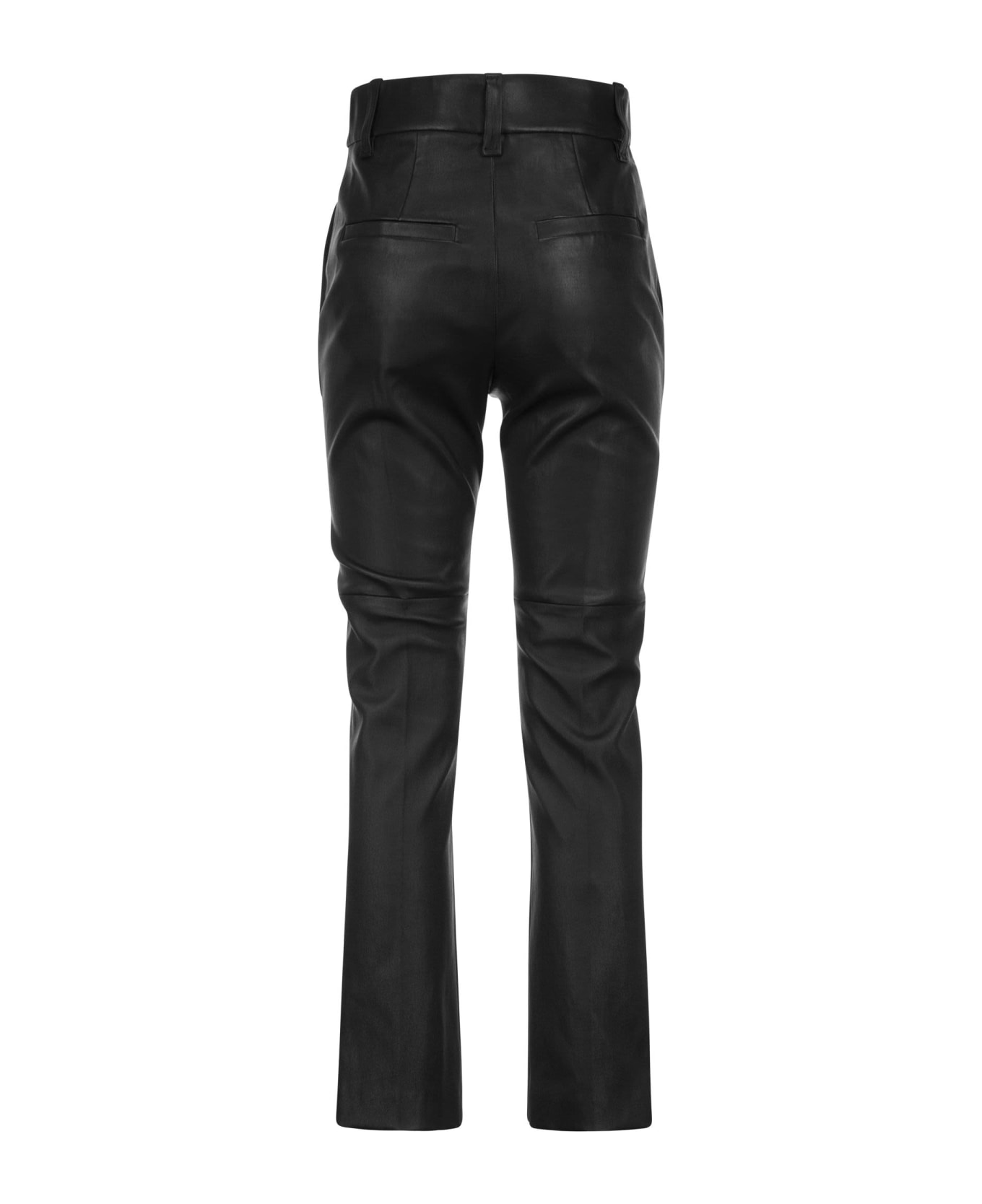 Brunello Cucinelli Nappa Leather Cigarette Trousers - Black