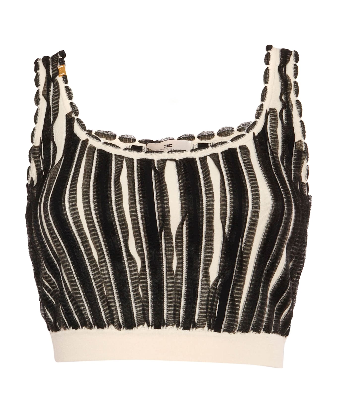 Elisabetta Franchi Micro-ruffles Top - BLACK