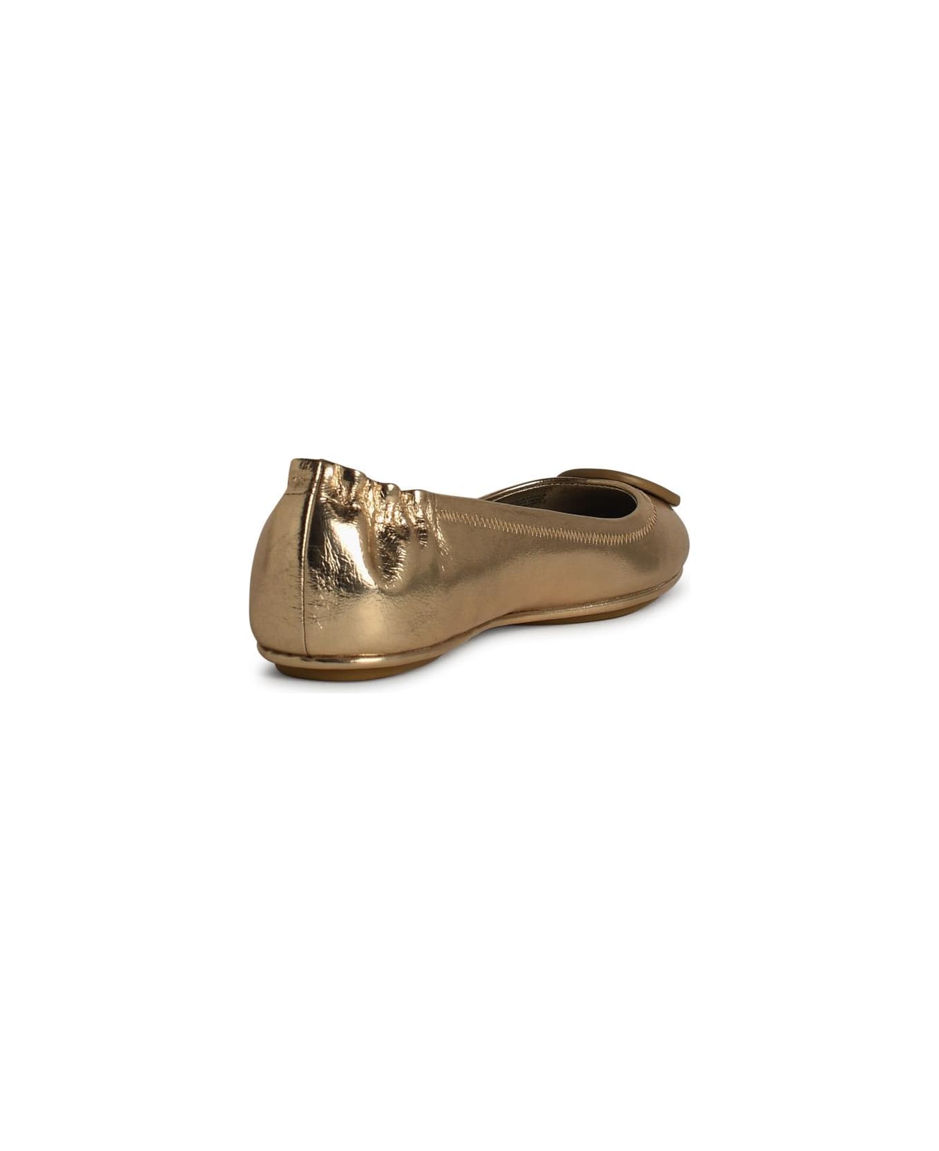 Tory Burch 'minnie' Gold Leather Ballet Flats - Gold