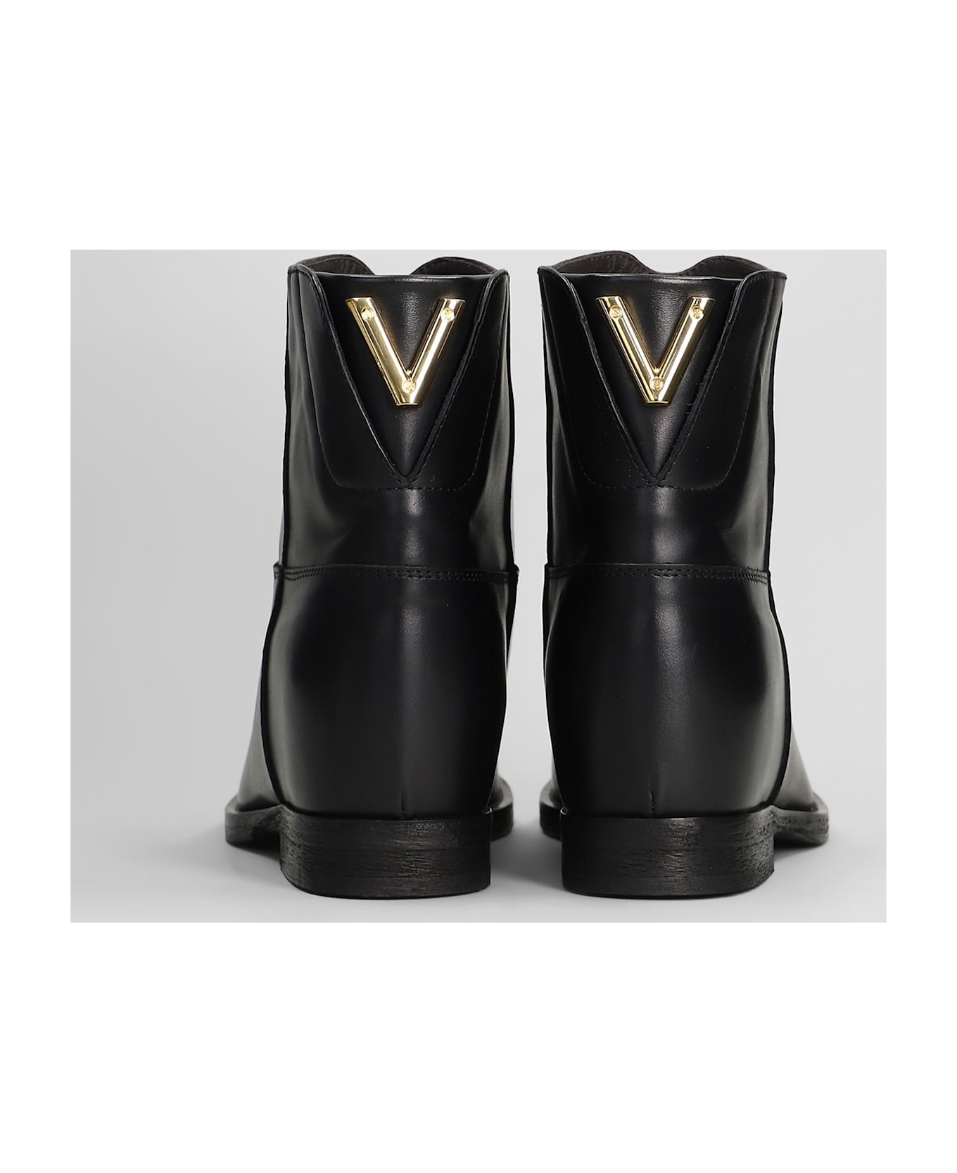 Via Roma 15 Ankle Boots Inside Wedge In Black Leather - black ブーツ