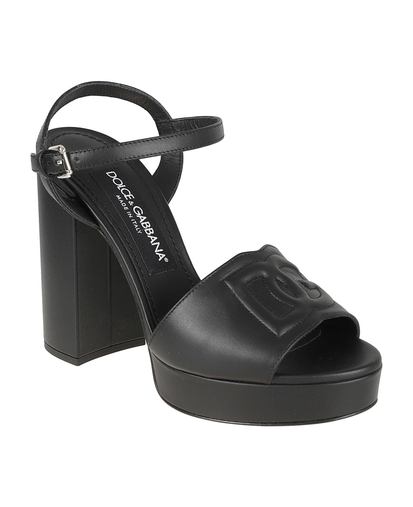 Dolce & Gabbana Ankle Strap Block Heel Sandals - Nero