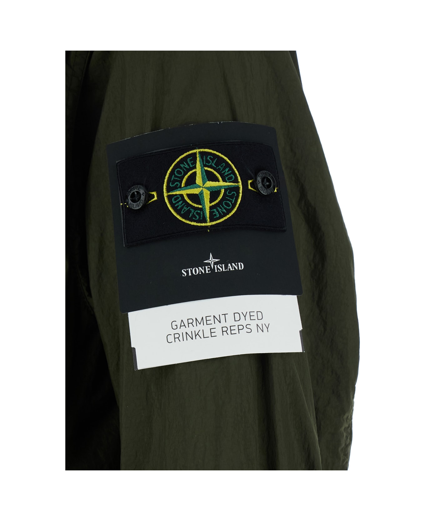 Stone Island 
creancle
 Green Jacket With Hood And Logo Patch On The Sleeve In Tech Fabric Man - Green