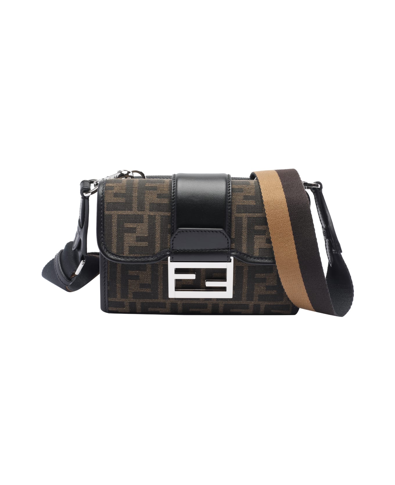 Fendi Double Baguette Crossbody Bag - Brown
