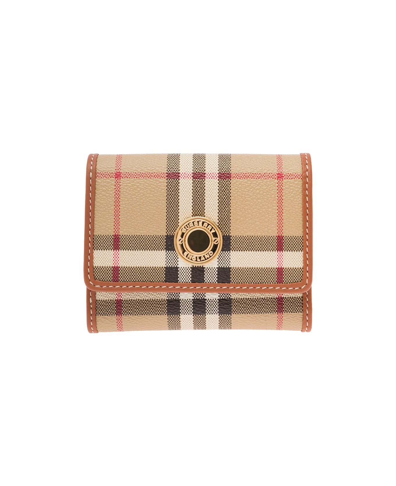 Burberry Leather And Check Wallet - Beige 財布