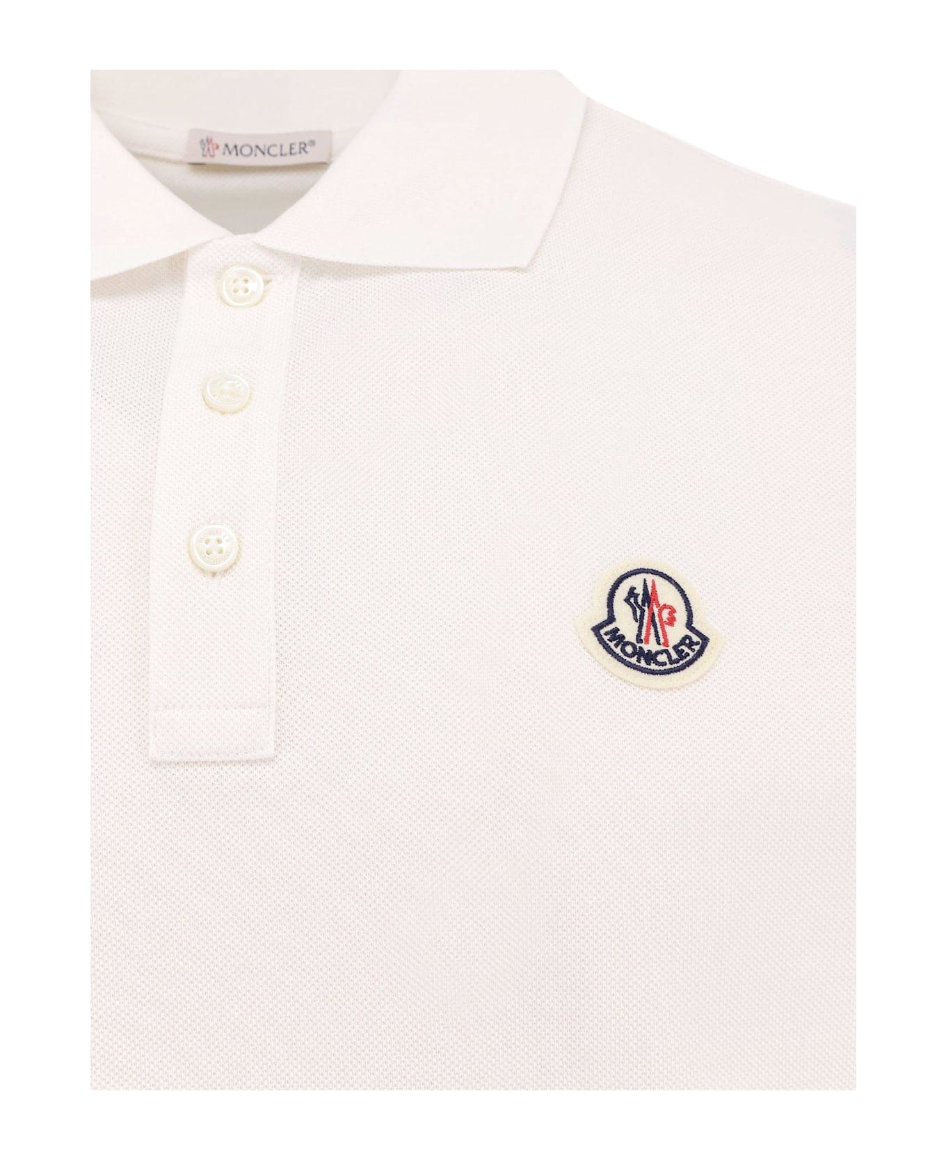 Moncler Logo Patch Short-sleeved Polo Shirt - Panna