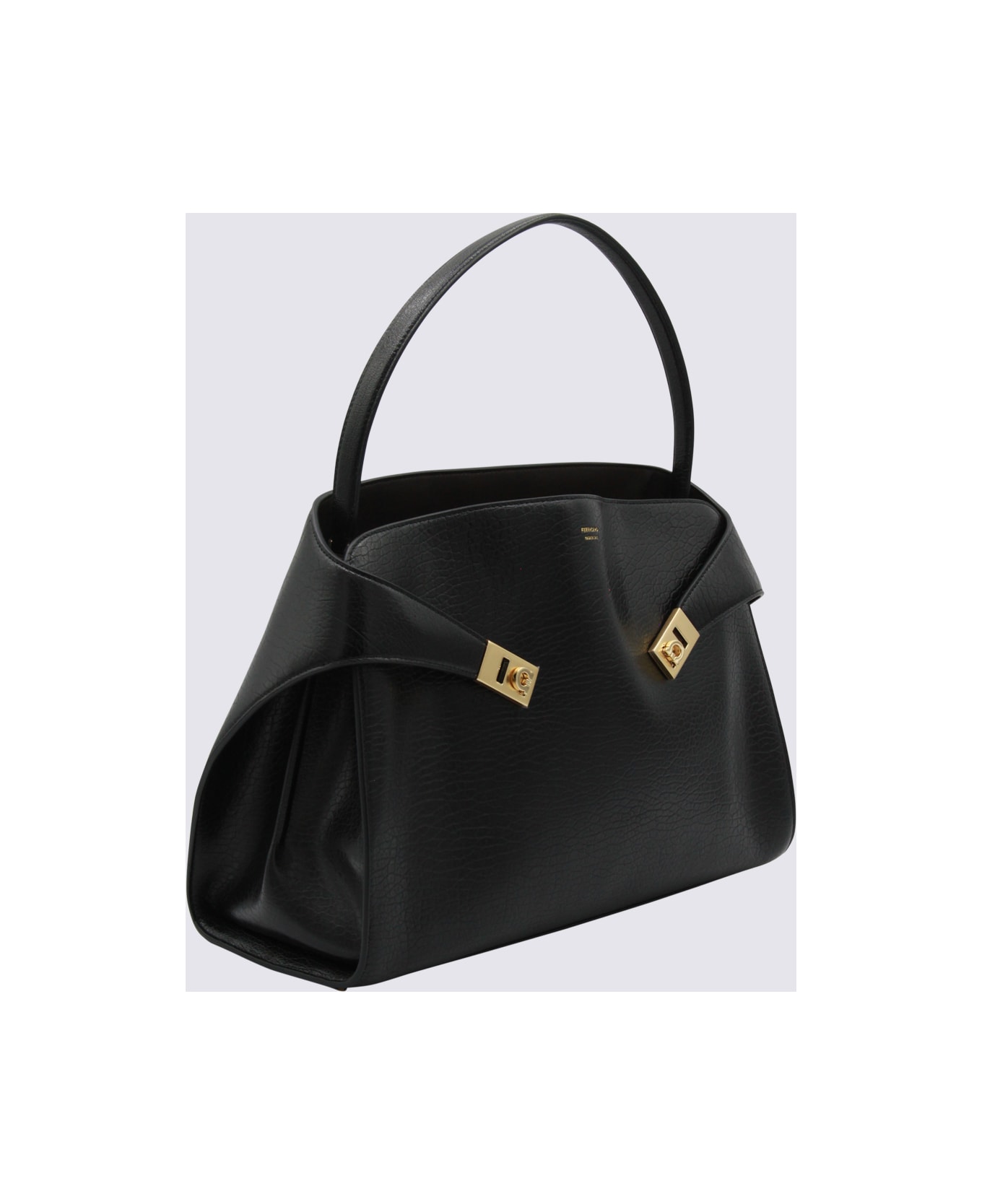 Ferragamo Black Leather Hug M Shoulder Bag - NERO/T.MORO