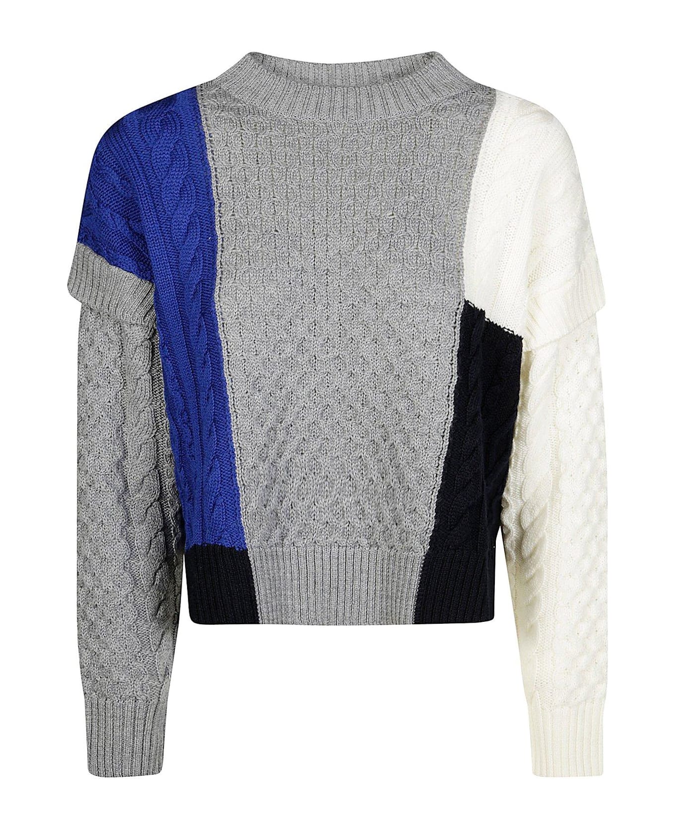 Weekend Max Mara Color-block Crewneck Jumper - ECRU GRIGIO NAVY