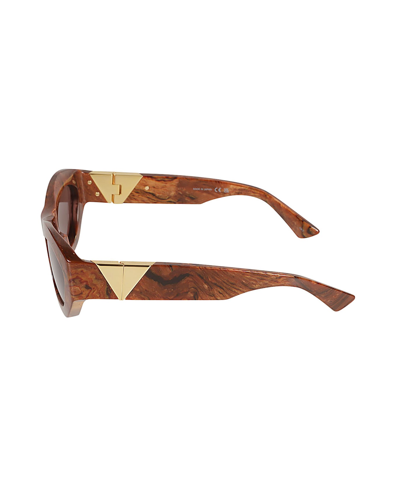 Bottega Veneta Eyewear Triangle Hinge Wood Effect Sunglasses - Brown/Havana/Transparent