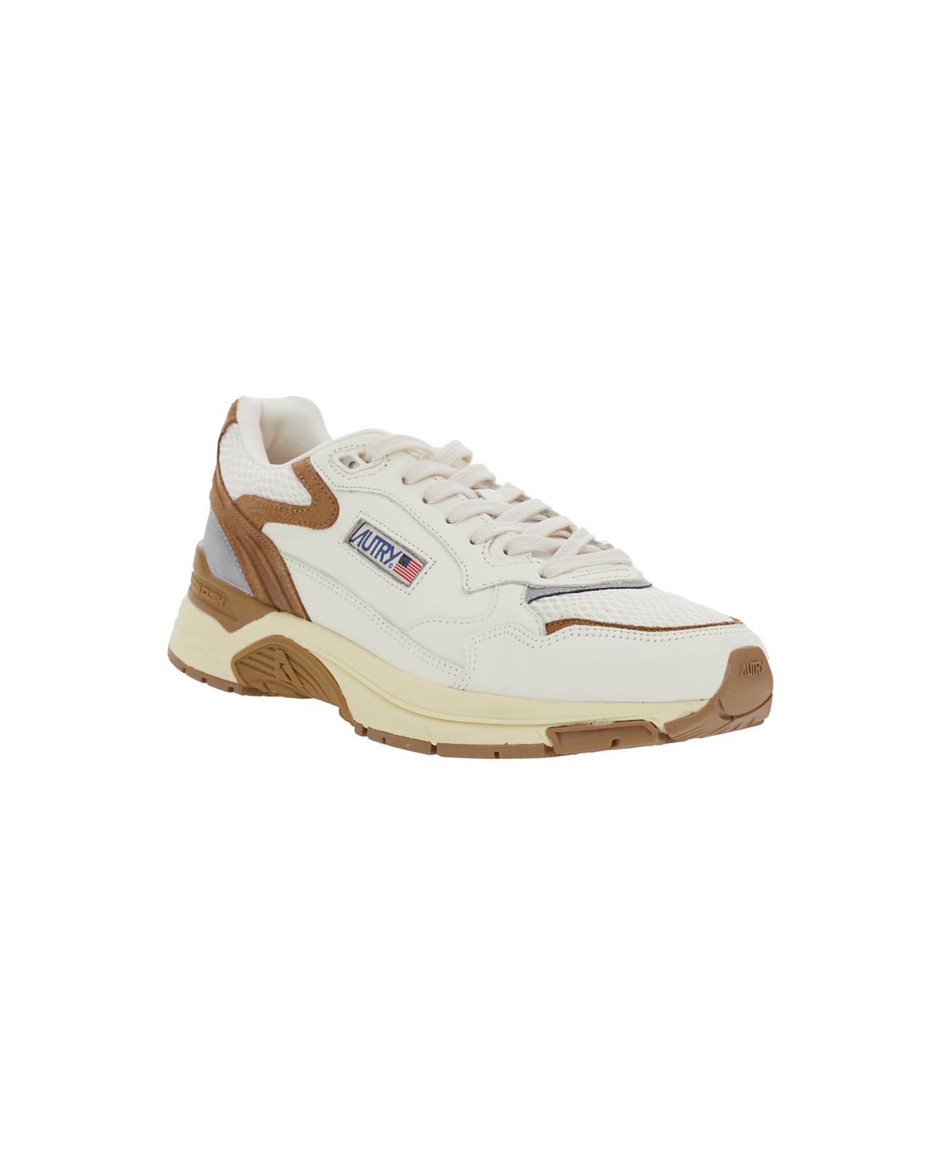 Autry 'hyperway' Beige Low Top Sneakers With Logo Patch On Tongue And Side In Tech Fabric Man - Beige