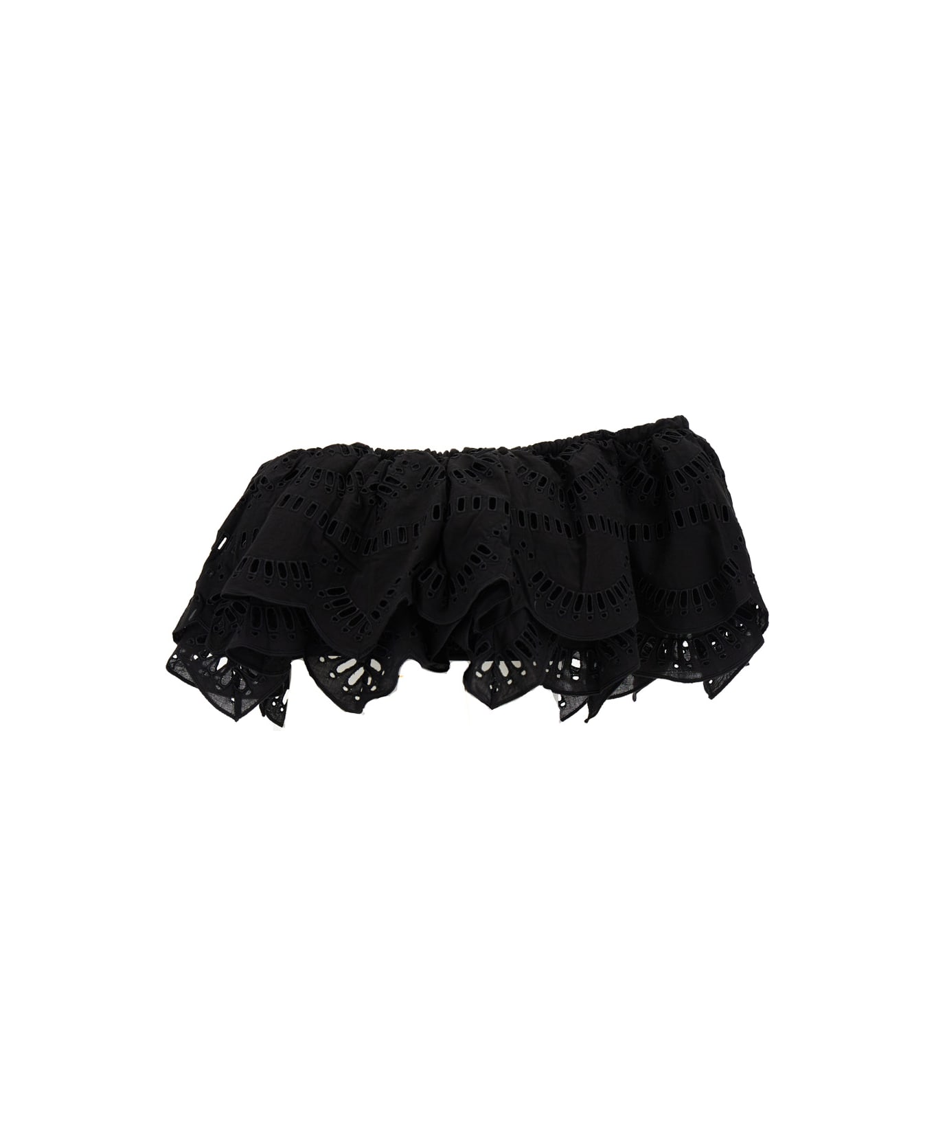 Charo Ruiz 'collyk' Black Off-the-shoulders Top In Cotton Lace Woman - Black