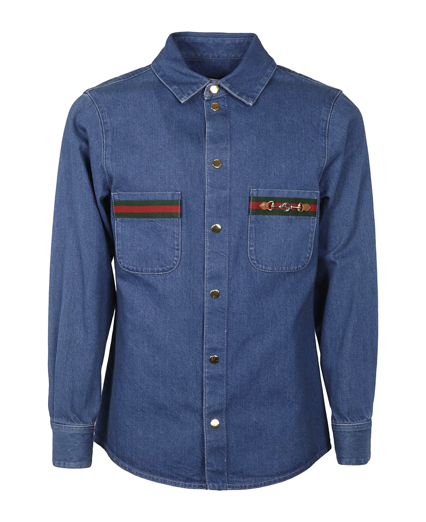 Gucci Double Patch Pocket Denim Jacket - Blue Mix