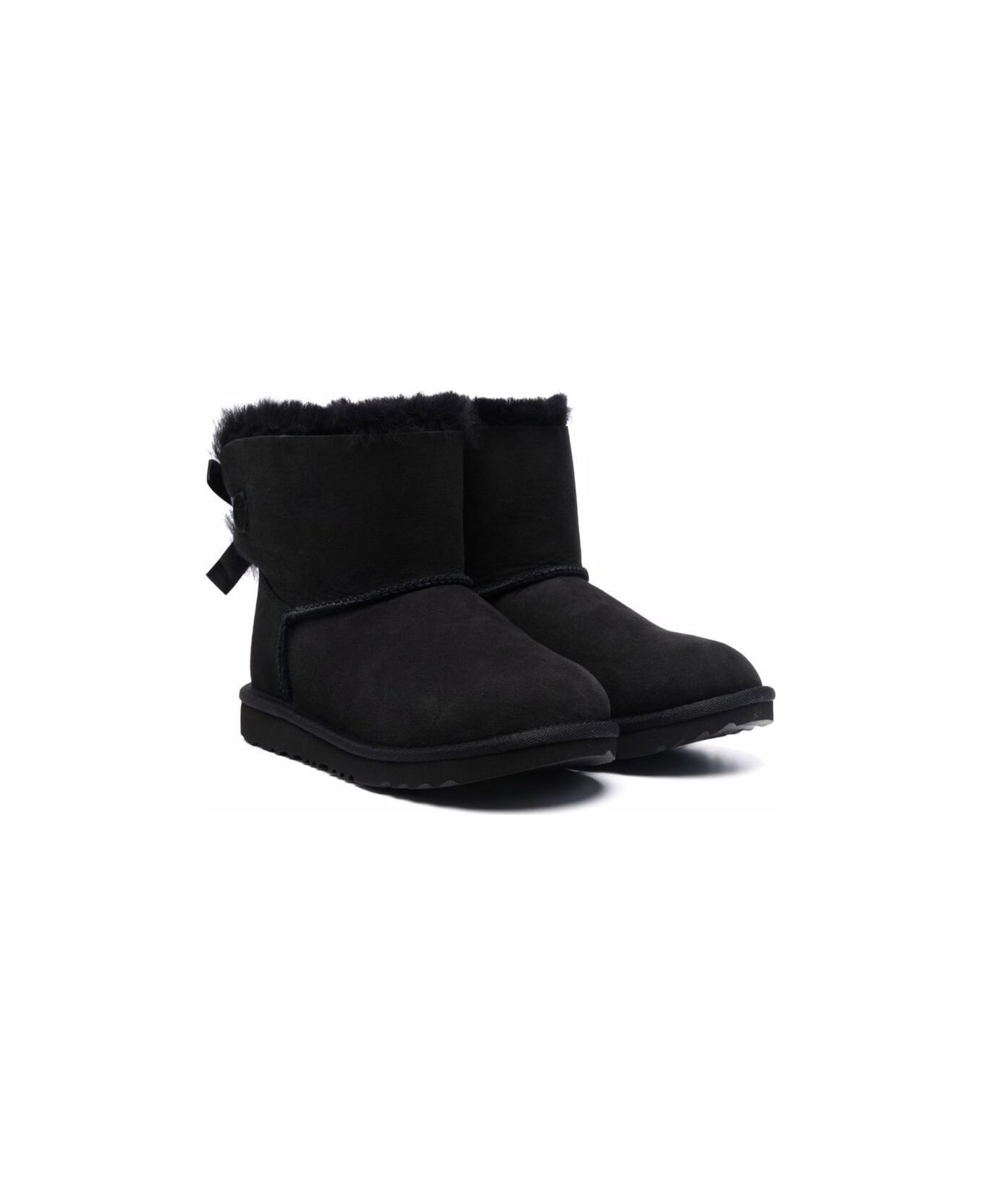 UGG 'mini Bailey Bow' Black Boots With Bow Detail In Leather Girl - Black