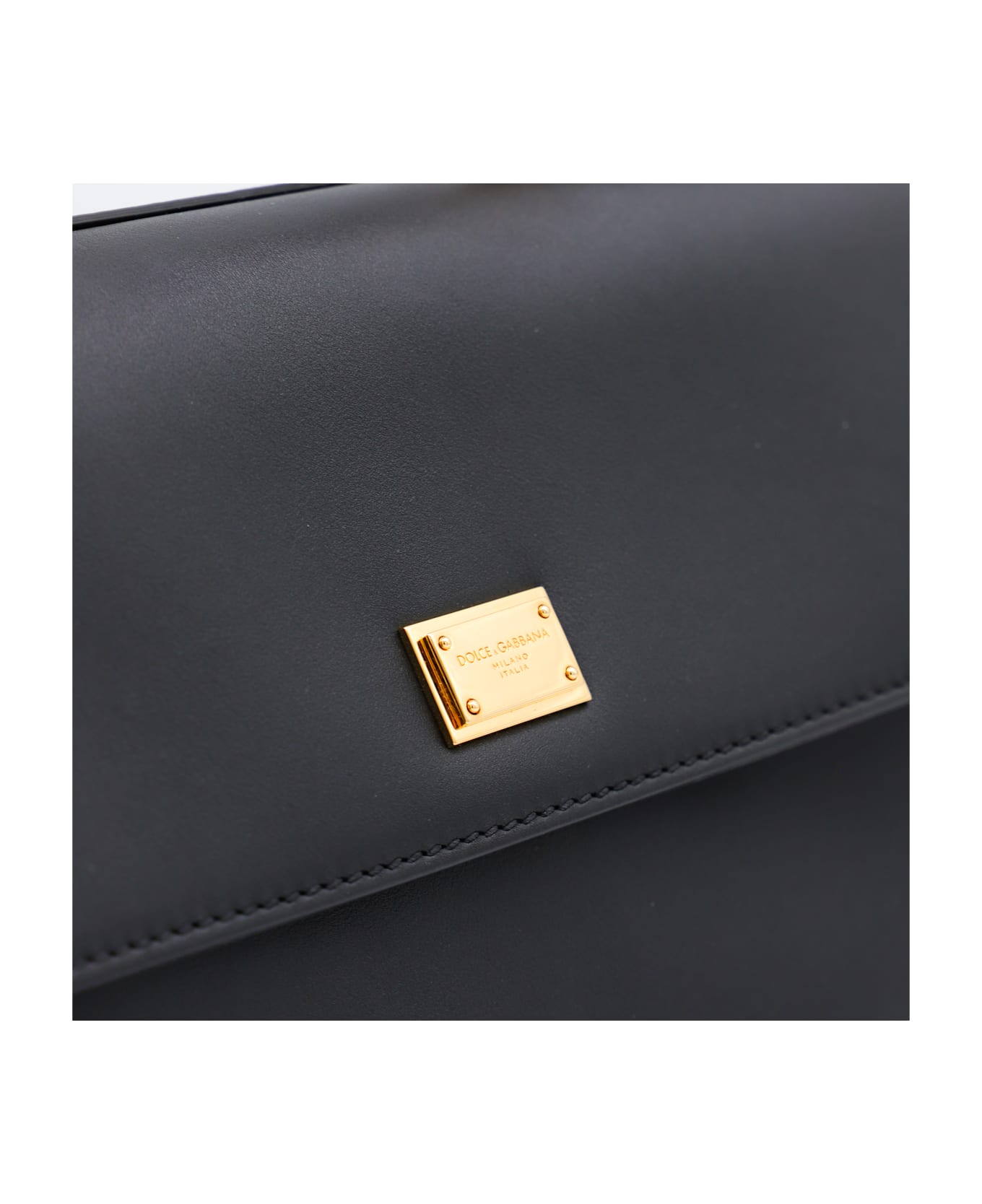 Dolce & Gabbana Black Leather My Sicily East West Top Handle Bag - Black