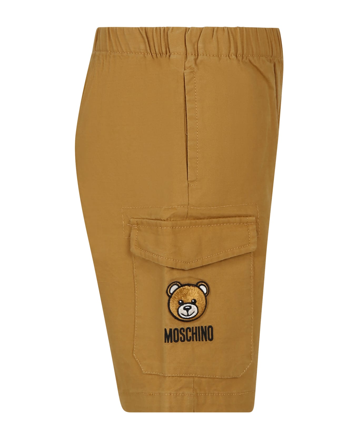 Moschino Borown Shorts For Kids With Teddy Bear And Logo - Brown ボトムス