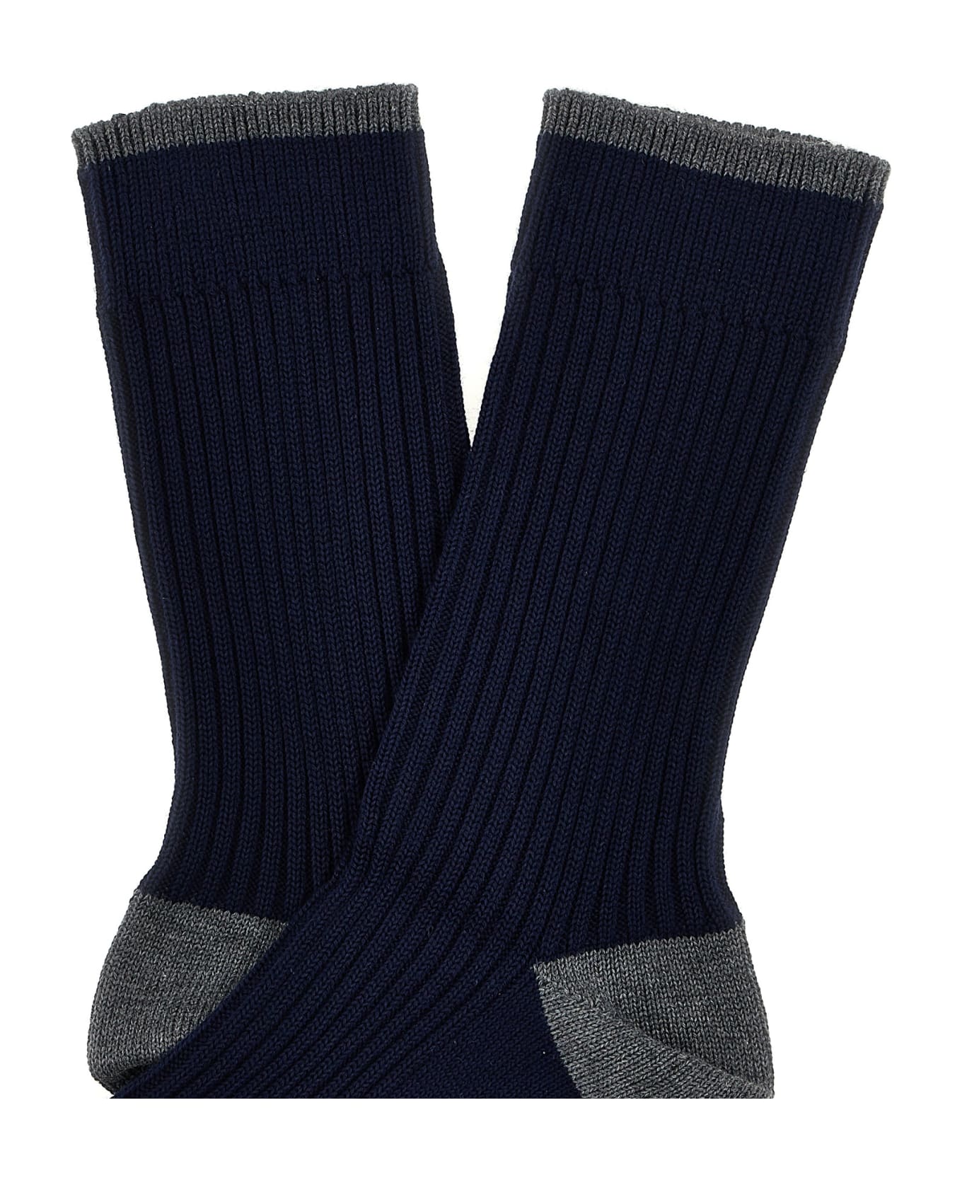 Brunello Cucinelli Ribbed Cotton Socks - Blue 靴下
