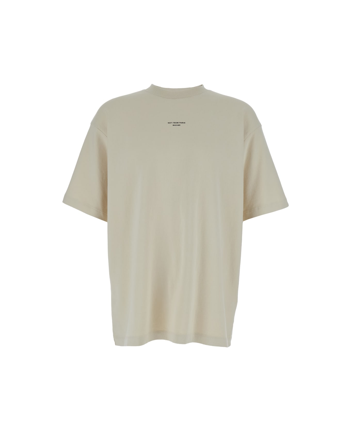 Drôle de Monsieur 'slogan Classique' Beige Classic T-shirt With Logo Print In Cotton Blend Man - Mastic