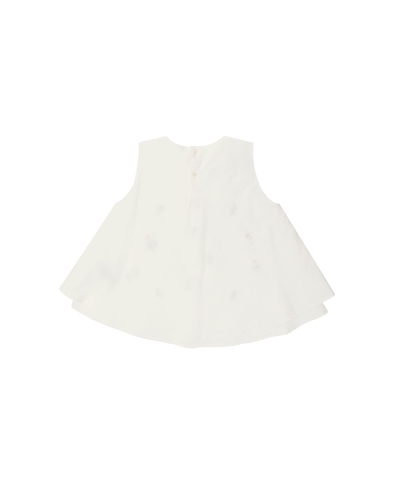 Il Gufo White Sleeveless Blouse With Flower Embroidery In Cotton Girl - White