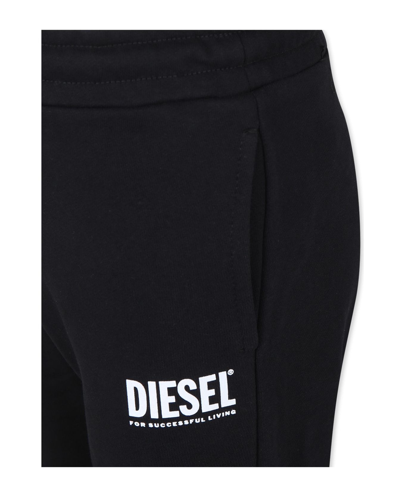 Diesel Black Trousers For Boy With Logo - Black