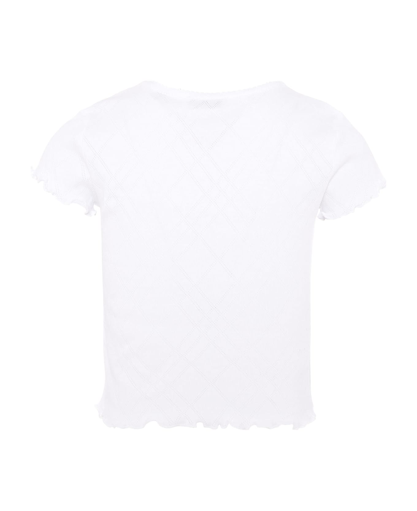 Burberry White T-shirt For Girl With Teddy Bear - White