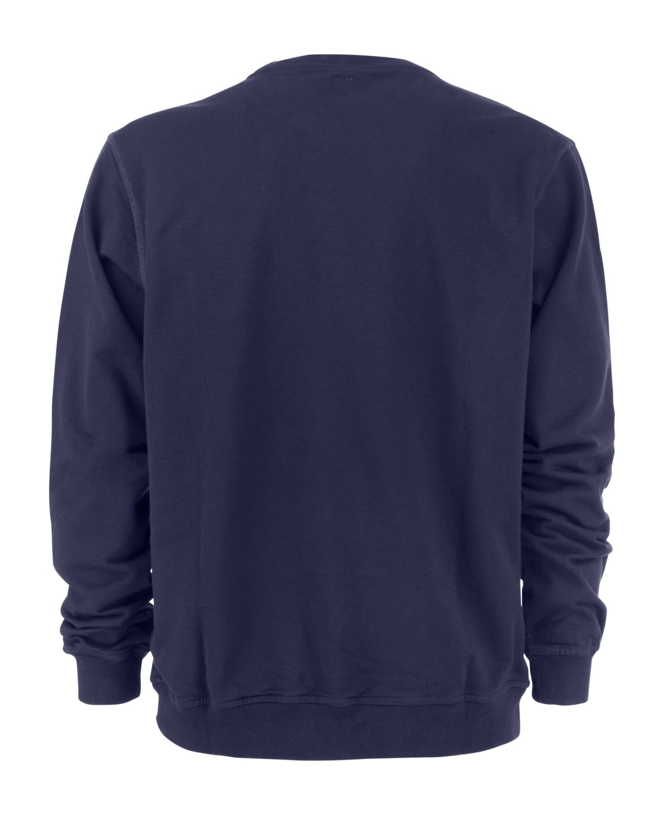 Fedeli Crew-neck Cotton Sweatshirt - Blue