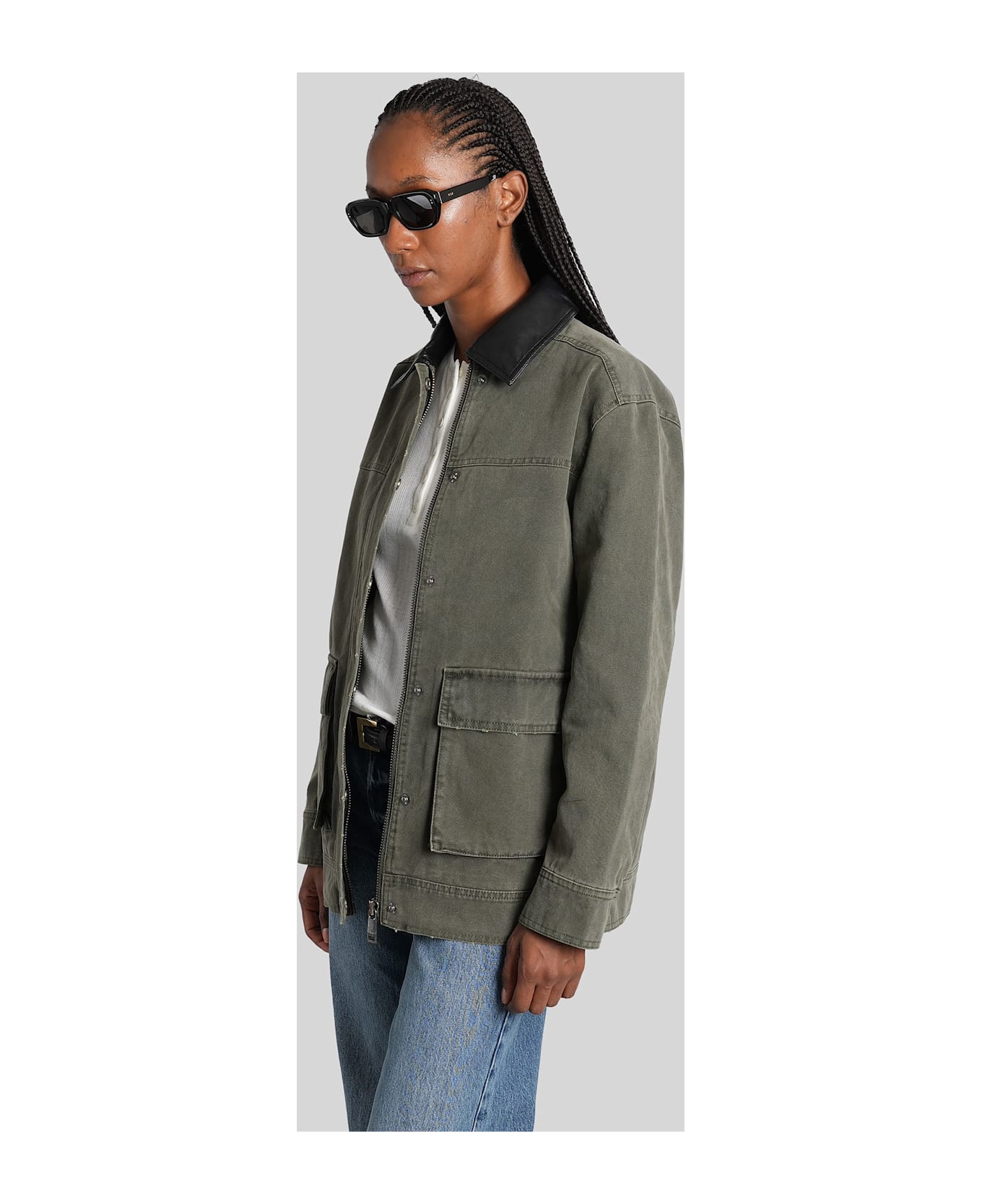 Anine Bing Sean Denim Jackets In Green Cotton - green