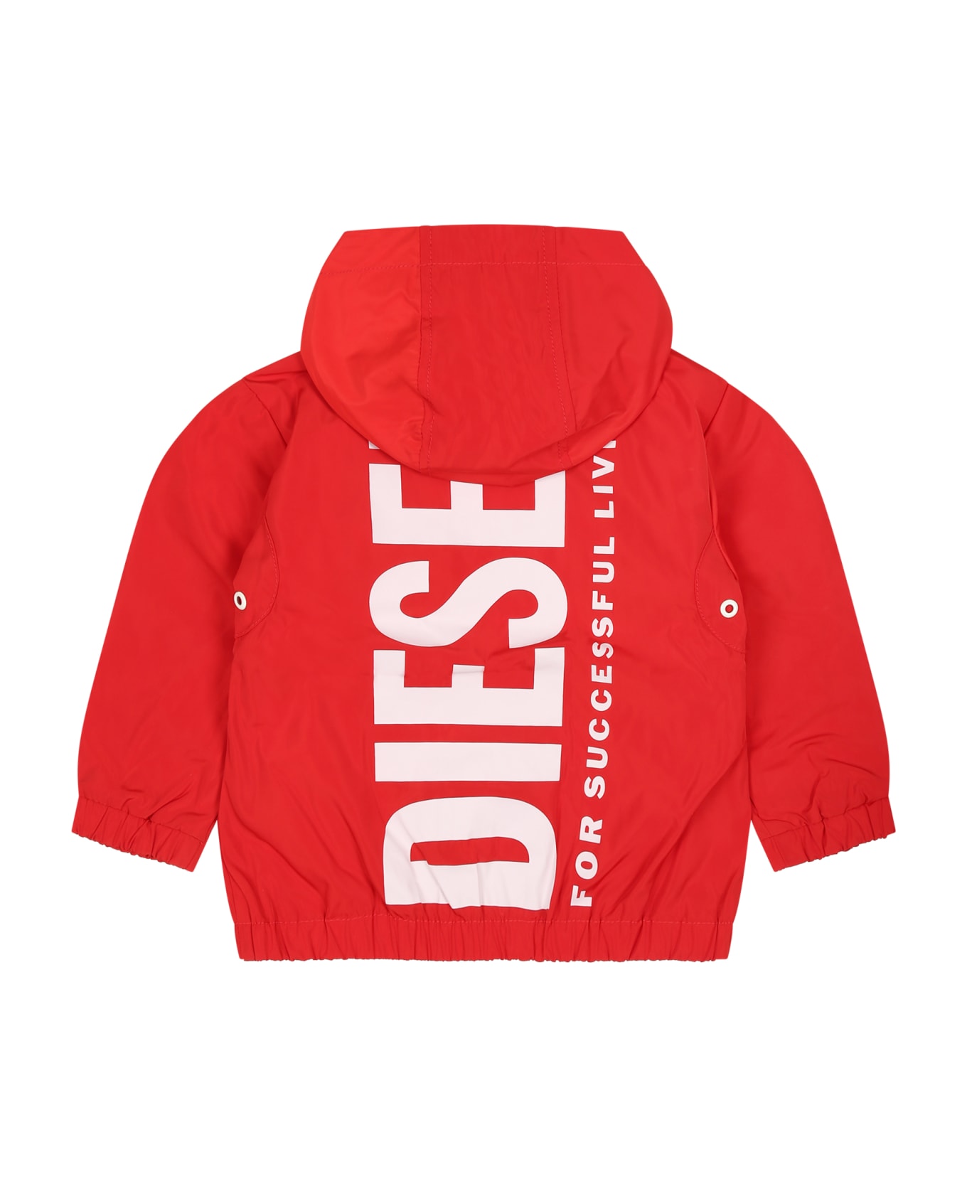 Diesel Red Wind Jacket For Baby Kids - Red