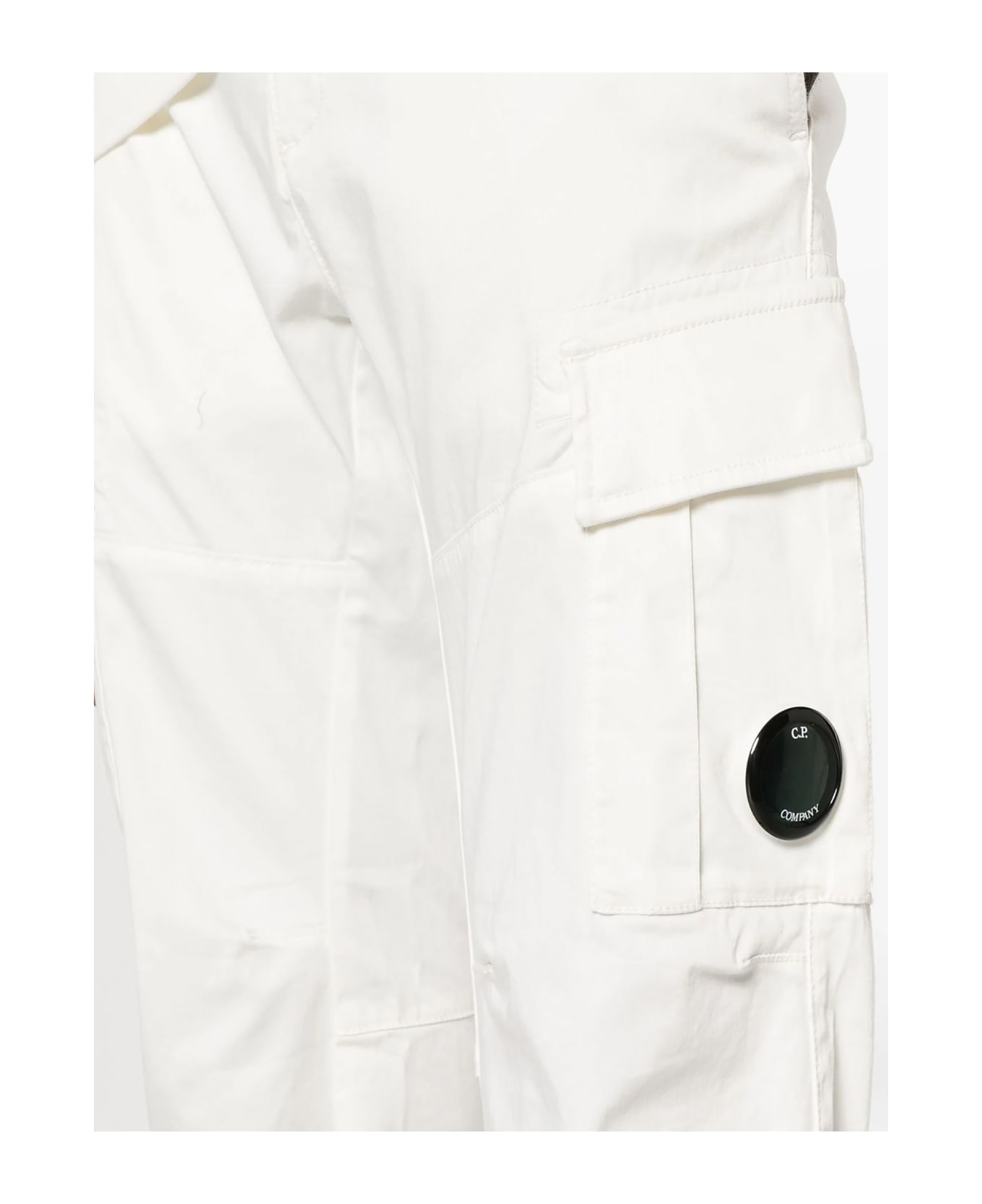 C.P. Company White Stretch-cotton Cargo Trousers - Gauze White